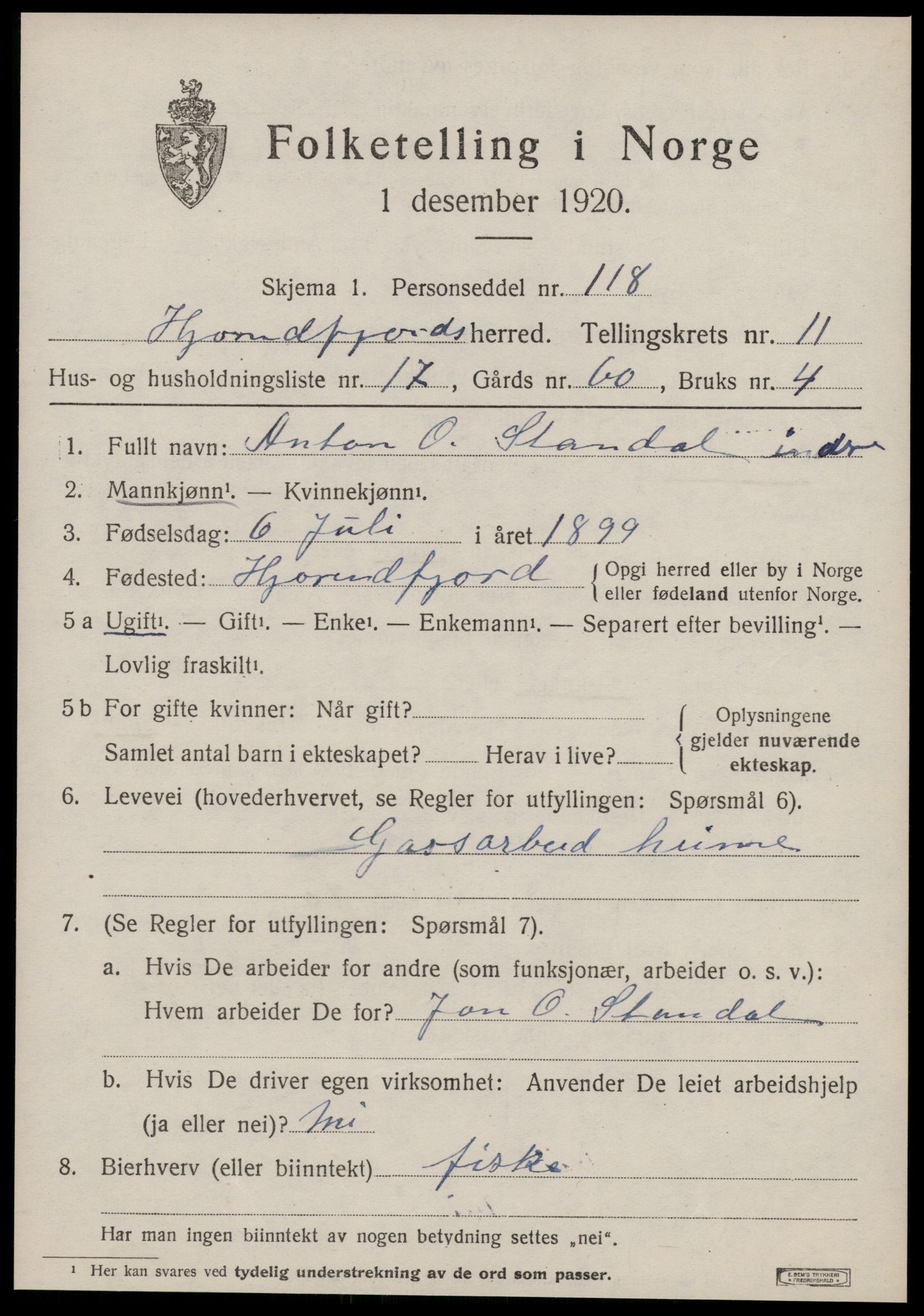 SAT, 1920 census for Hjørundfjord, 1920, p. 4389