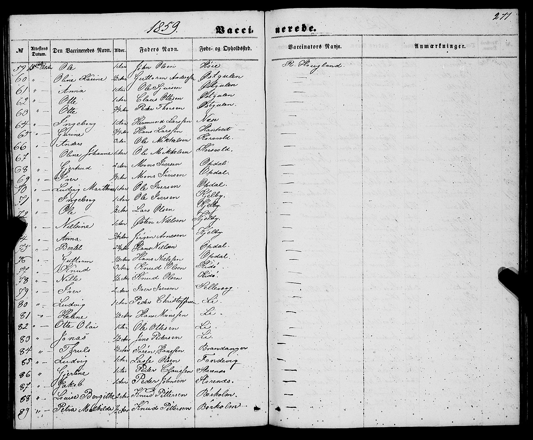 Gulen sokneprestembete, AV/SAB-A-80201/H/Haa/Haaa/L0022: Parish register (official) no. A 22, 1859-1869, p. 277