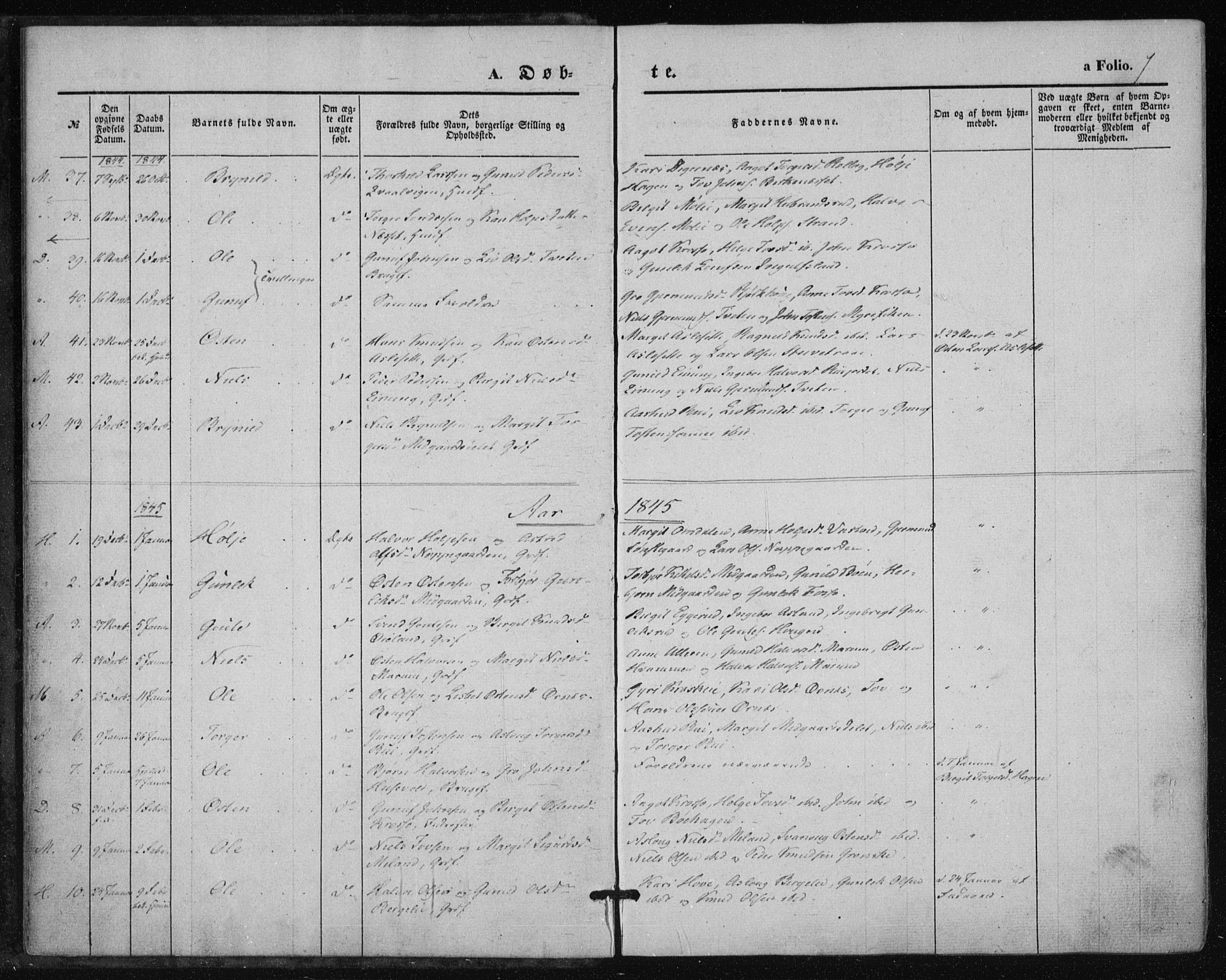 Tinn kirkebøker, SAKO/A-308/F/Fa/L0005: Parish register (official) no. I 5, 1844-1856, p. 7