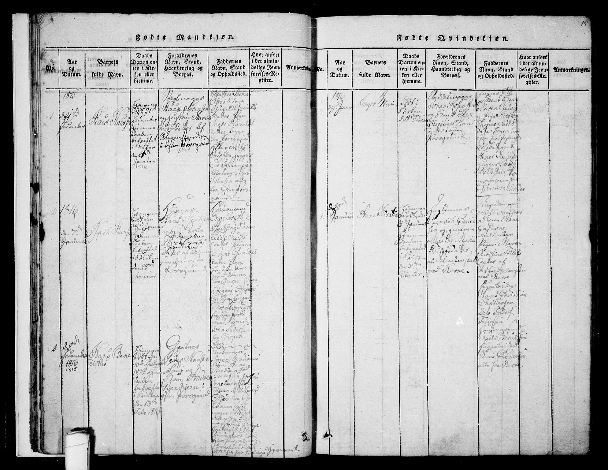 Porsgrunn kirkebøker , SAKO/A-104/F/Fa/L0004: Parish register (official) no. 4, 1814-1828, p. 15