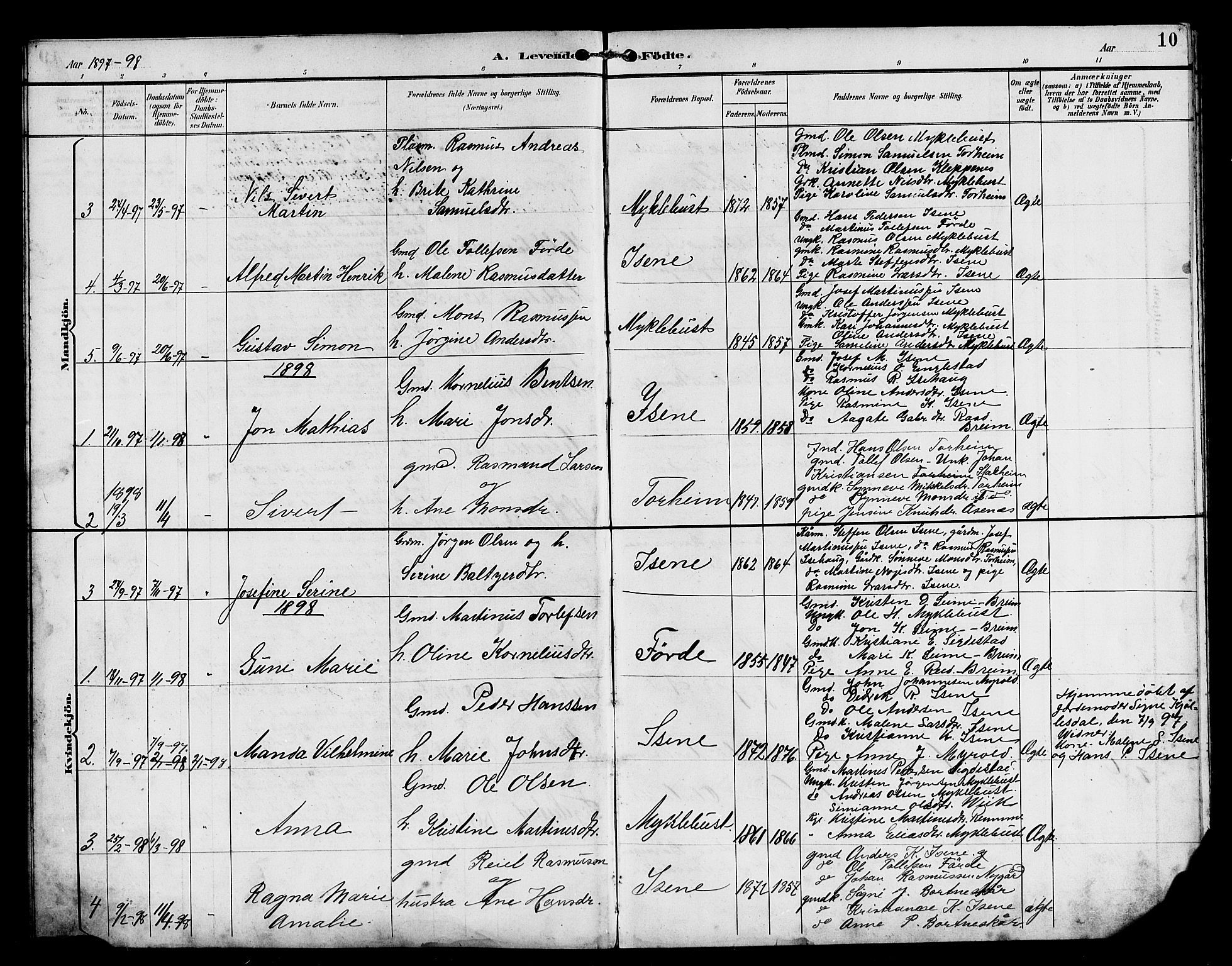 Davik sokneprestembete, SAB/A-79701/H/Hab/Habd/L0002: Parish register (copy) no. D 2, 1890-1919, p. 10