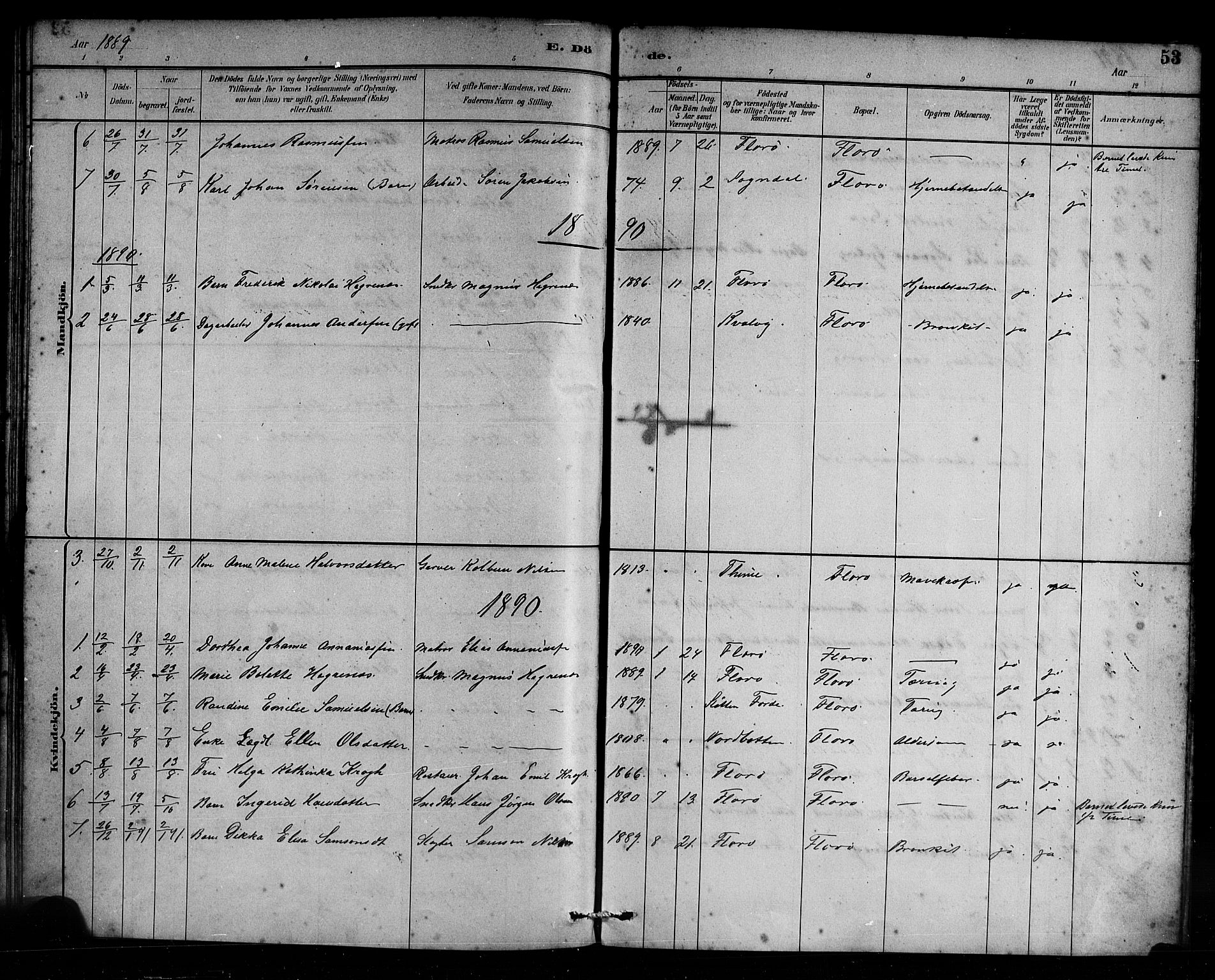 Kinn sokneprestembete, AV/SAB-A-80801/H/Haa/Haac/L0001: Parish register (official) no. C 1, 1883-1894, p. 53