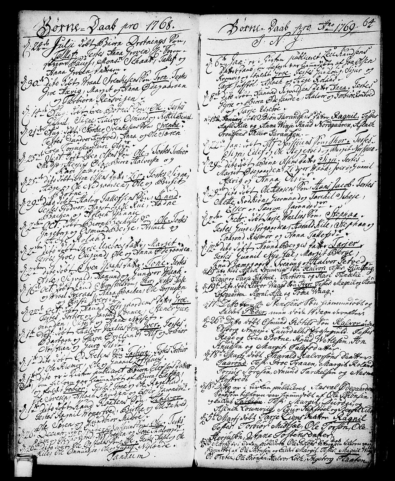 Vinje kirkebøker, SAKO/A-312/F/Fa/L0002: Parish register (official) no. I 2, 1767-1814, p. 64