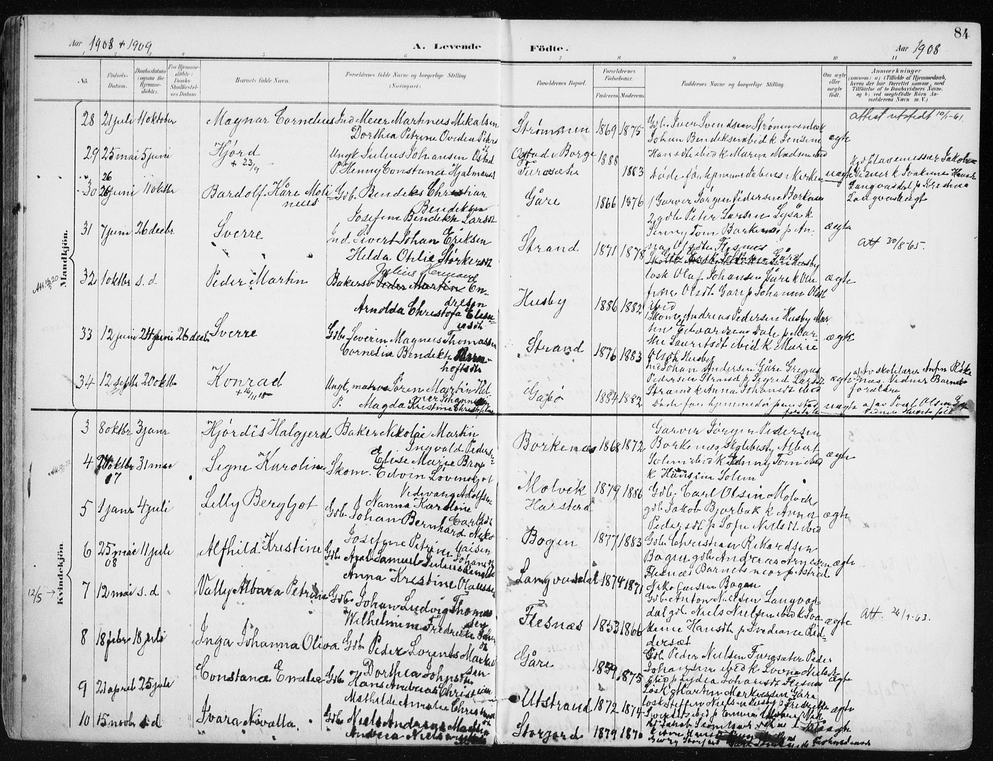 Kvæfjord sokneprestkontor, AV/SATØ-S-1323/G/Ga/Gaa/L0006kirke: Parish register (official) no. 6, 1895-1914, p. 84