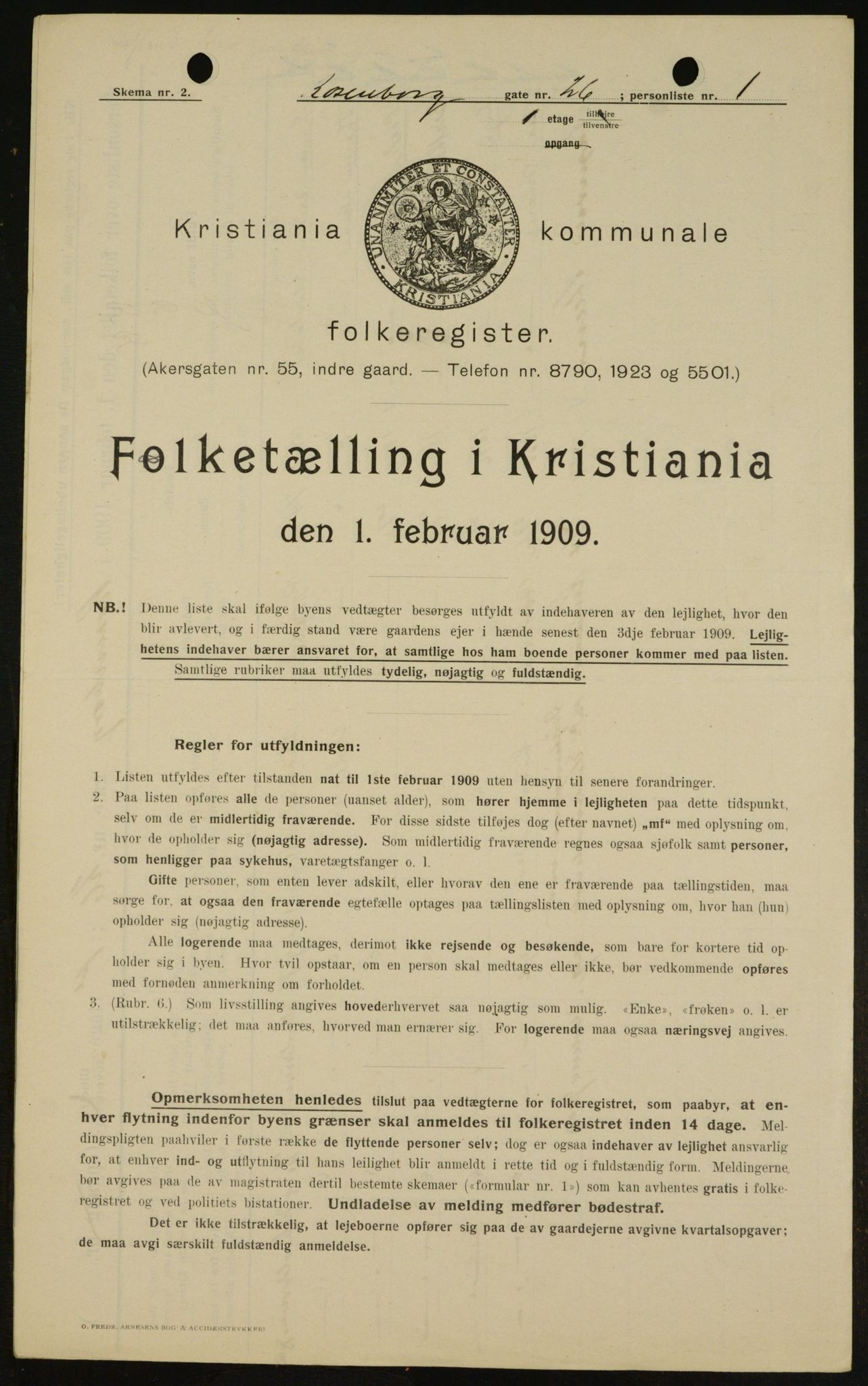 OBA, Municipal Census 1909 for Kristiania, 1909, p. 75847