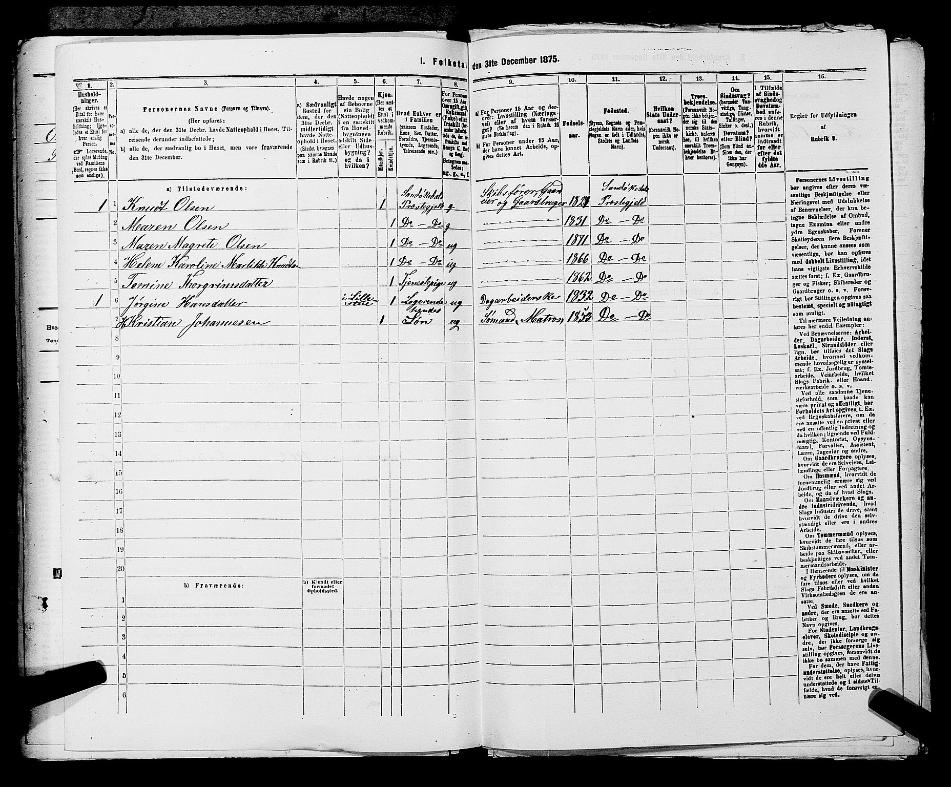 SAKO, 1875 census for 0816P Sannidal, 1875, p. 929