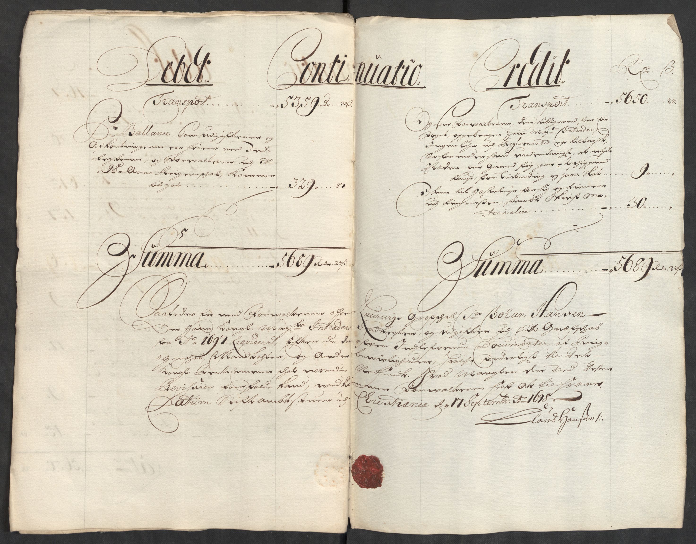 Rentekammeret inntil 1814, Reviderte regnskaper, Fogderegnskap, RA/EA-4092/R33/L1975: Fogderegnskap Larvik grevskap, 1696-1697, p. 14
