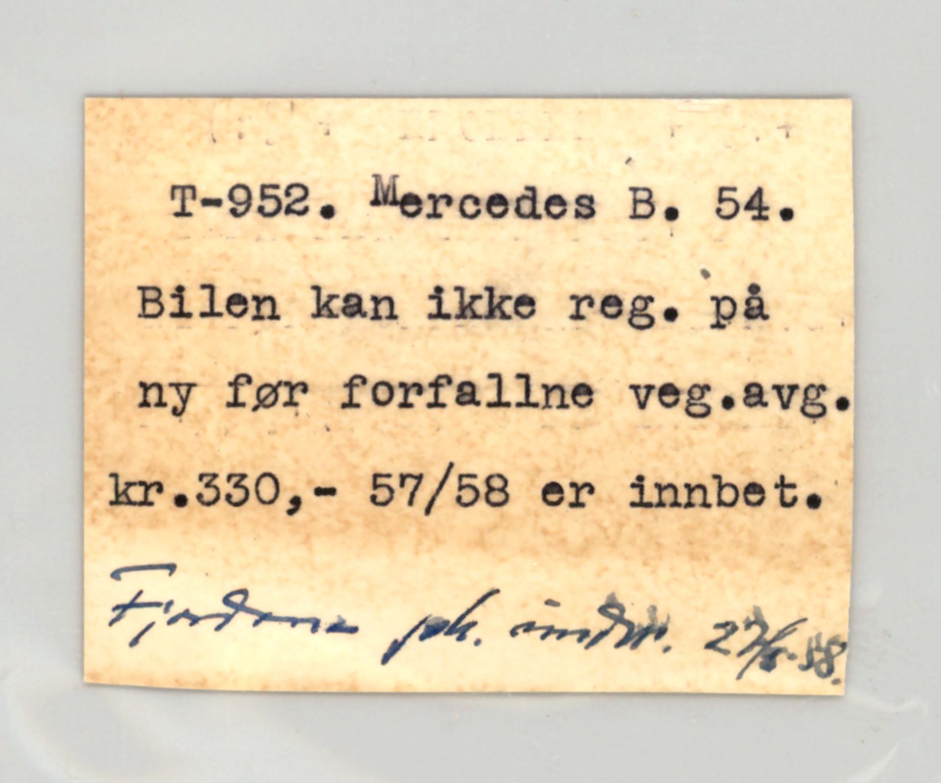 Møre og Romsdal vegkontor - Ålesund trafikkstasjon, AV/SAT-A-4099/F/Fe/L0009: Registreringskort for kjøretøy T 896 - T 1049, 1927-1998, p. 815