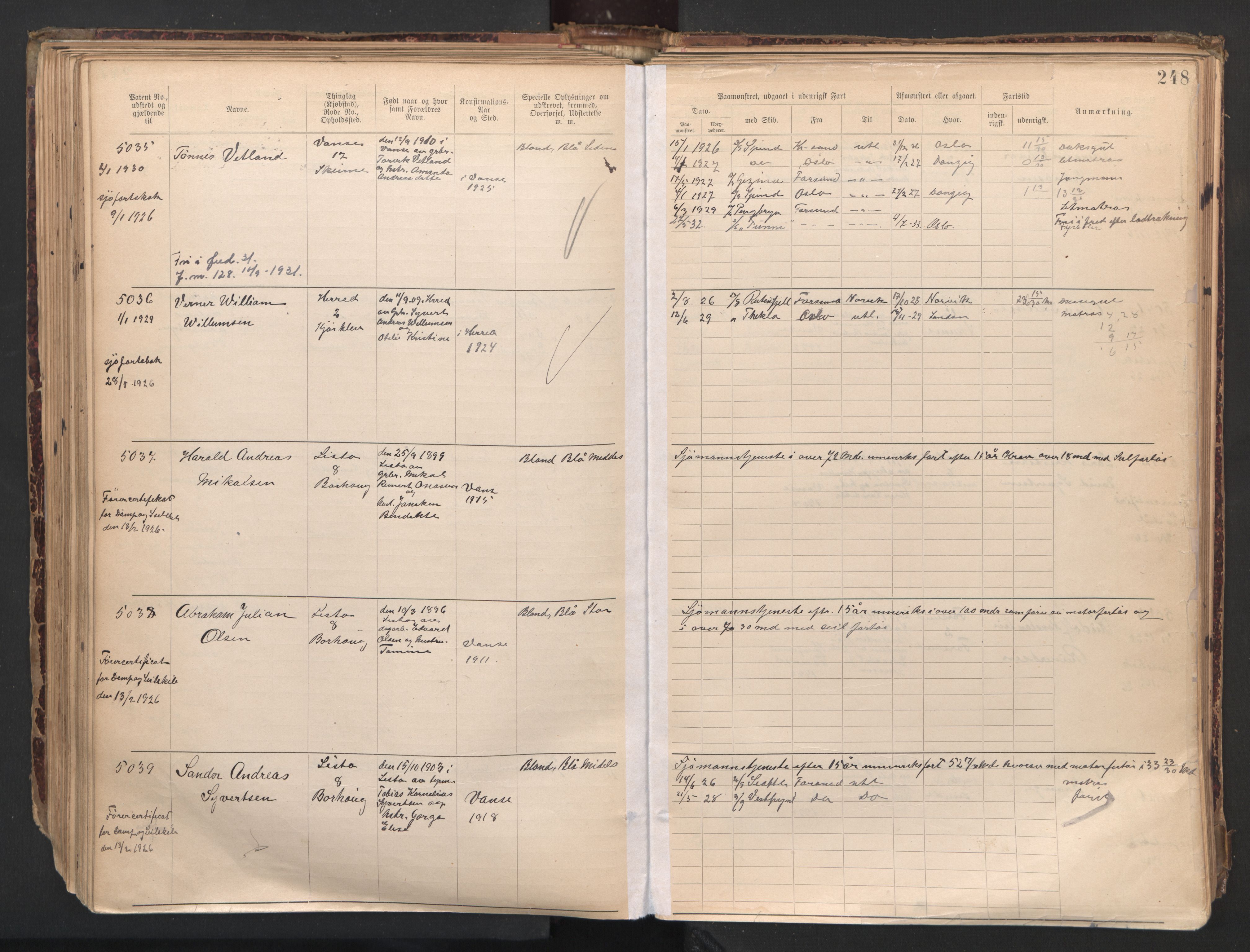 Farsund mønstringskrets, AV/SAK-2031-0017/F/Fa/L0007: Annotasjonsrulle nr 3806-5294 med register, Z-4, 1894-1934, p. 286