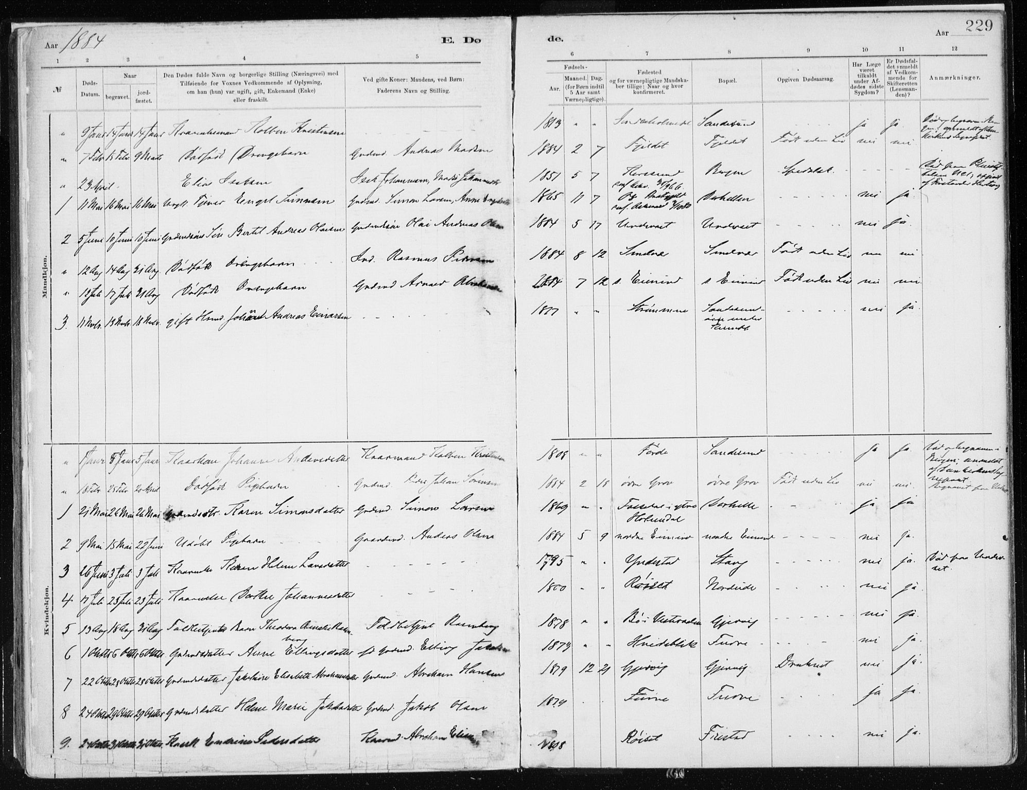 Askvoll sokneprestembete, AV/SAB-A-79501/H/Haa/Haab/L0002: Parish register (official) no. B 2, 1879-1909, p. 229