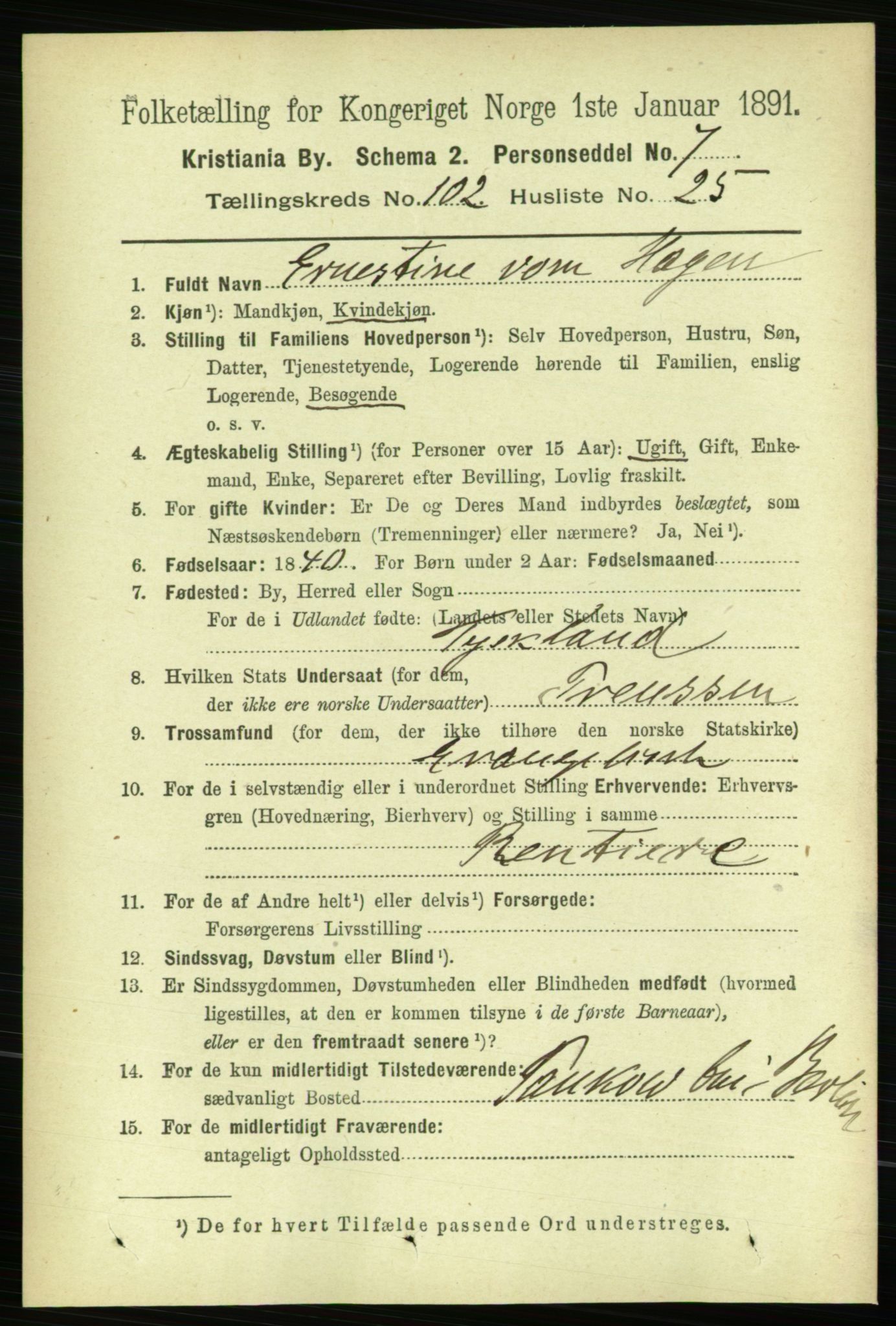 RA, 1891 census for 0301 Kristiania, 1891, p. 51078