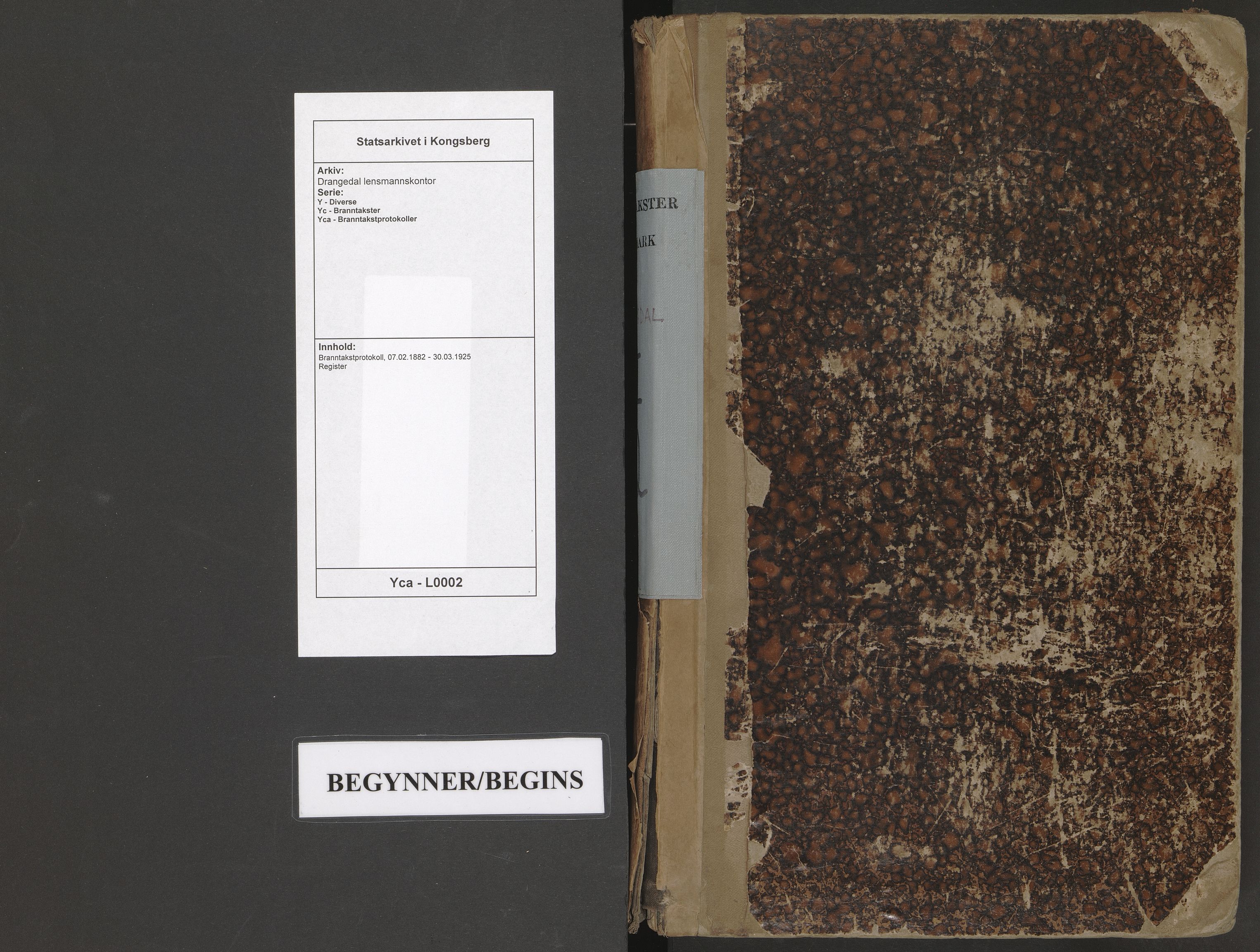 Drangedal lensmannskontor, AV/SAKO-A-107/Y/Yc/Yca/L0002: Branntakstprotokoll, 1882-1925
