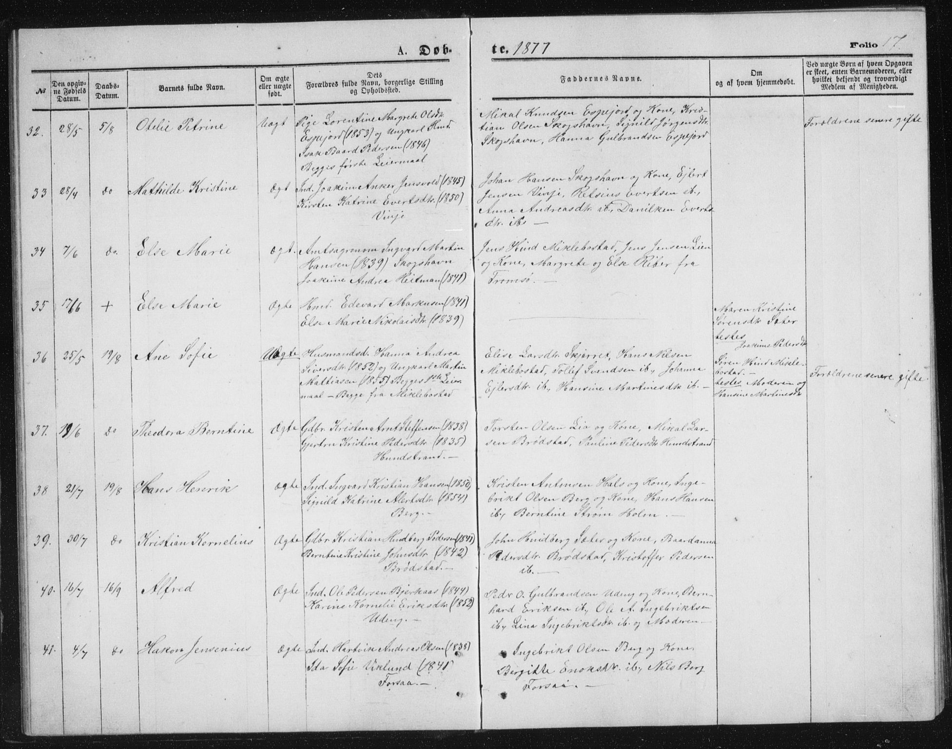 Tranøy sokneprestkontor, AV/SATØ-S-1313/I/Ia/Iab/L0013klokker: Parish register (copy) no. 13, 1874-1896, p. 17