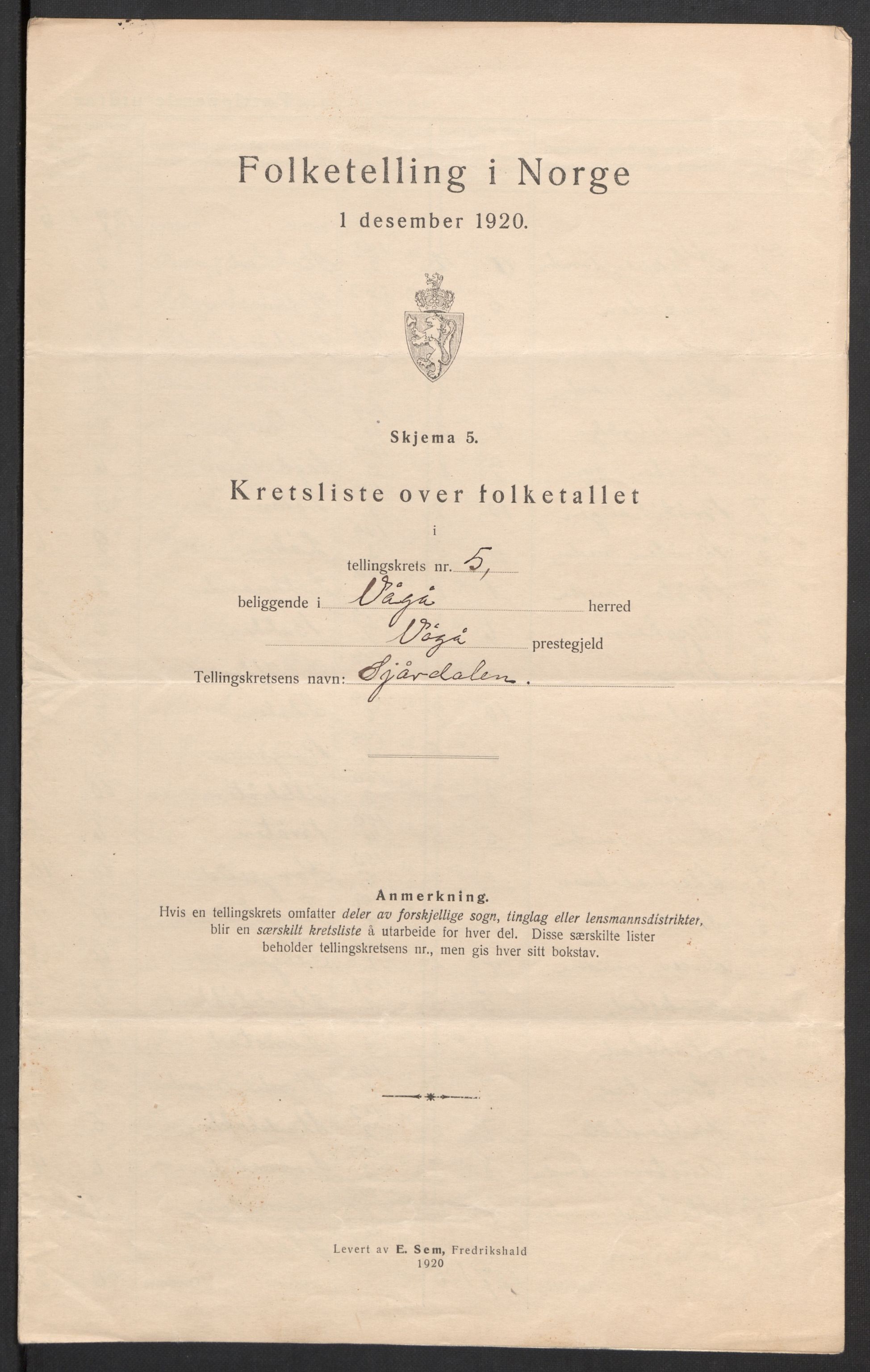 SAH, 1920 census for Vågå, 1920, p. 20