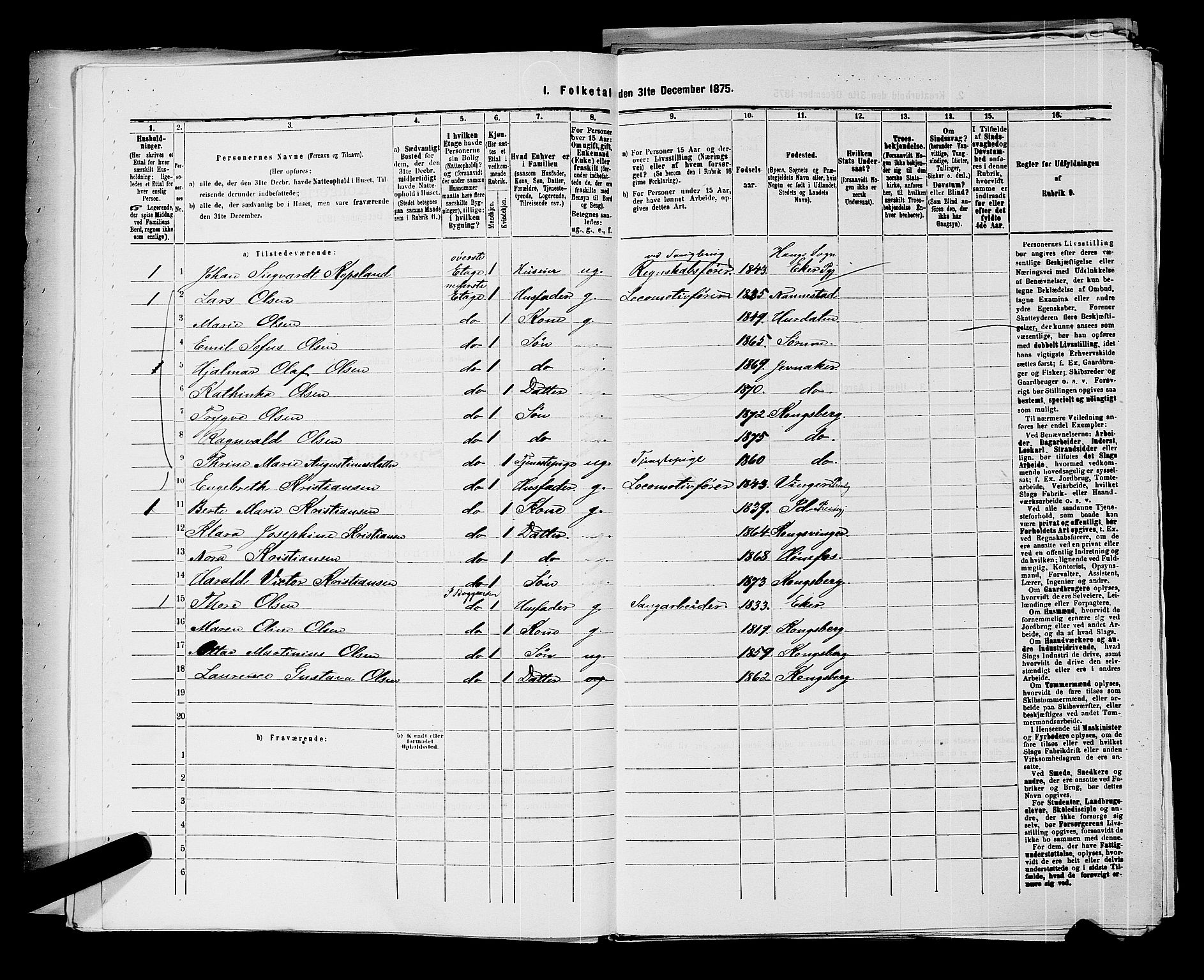 SAKO, 1875 census for 0604B Kongsberg/Kongsberg, 1875, p. 1211