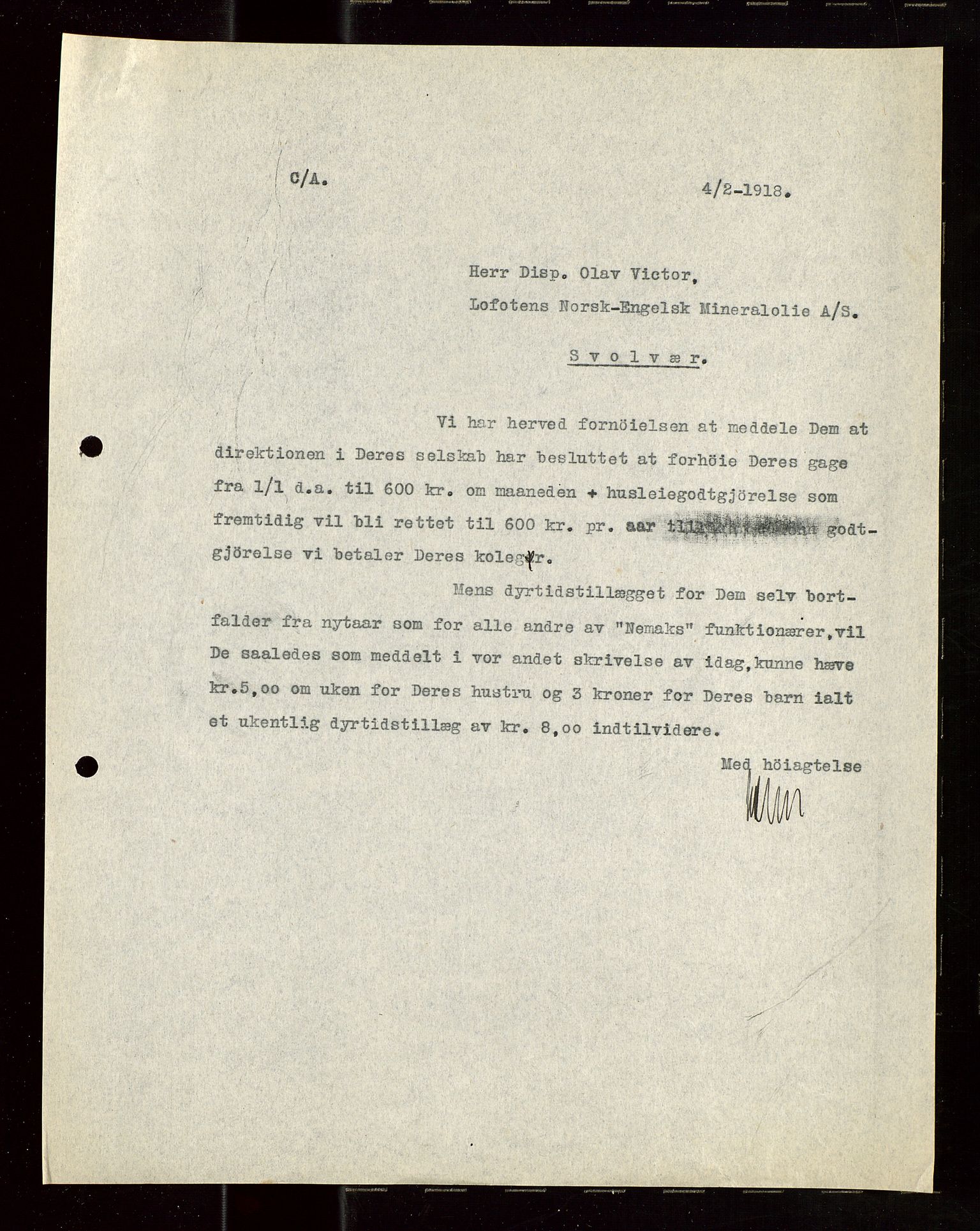 Pa 1521 - A/S Norske Shell, AV/SAST-A-101915/E/Ea/Eaa/L0022: Sjefskorrespondanse, 1918, p. 61