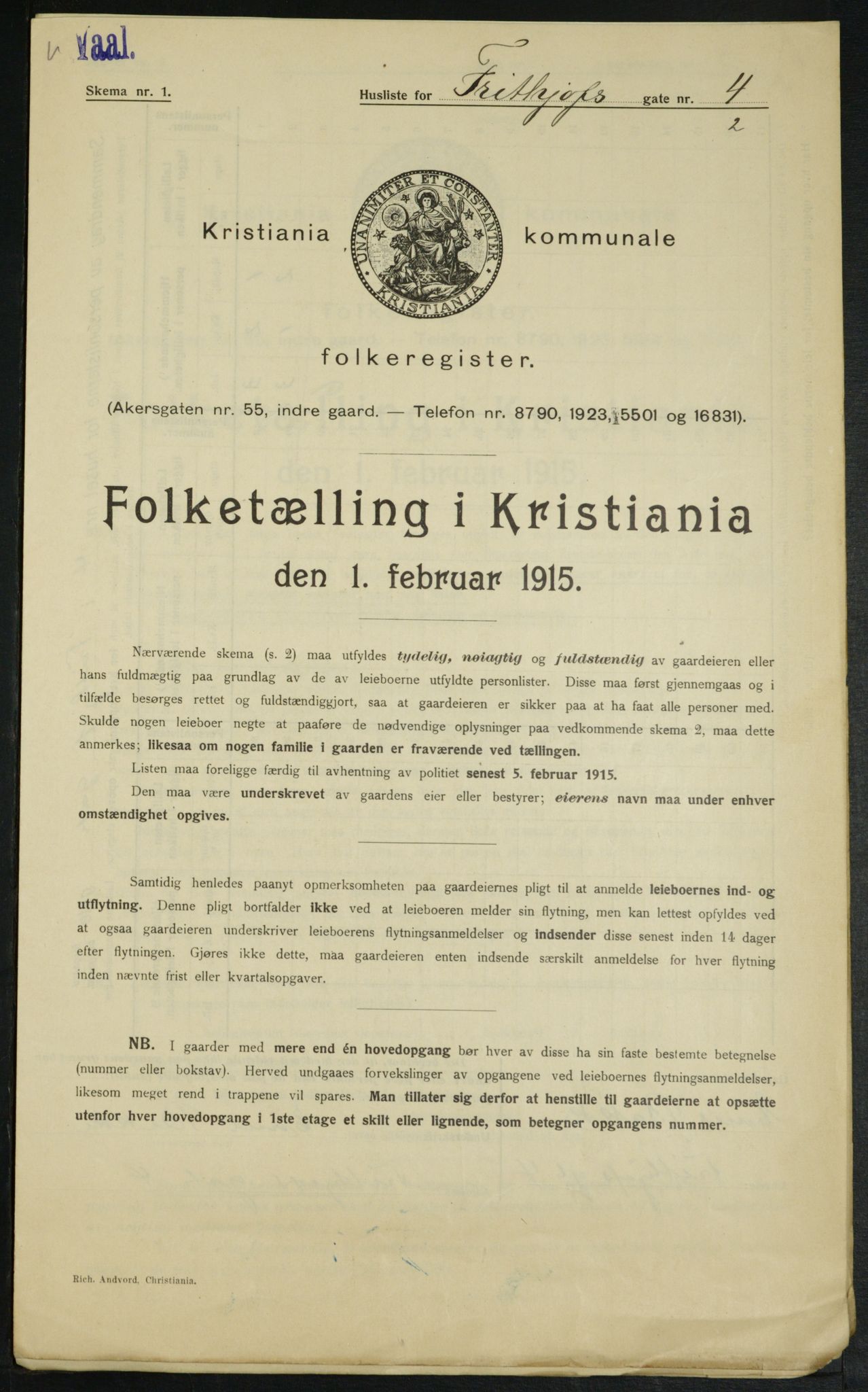 OBA, Municipal Census 1915 for Kristiania, 1915, p. 26426