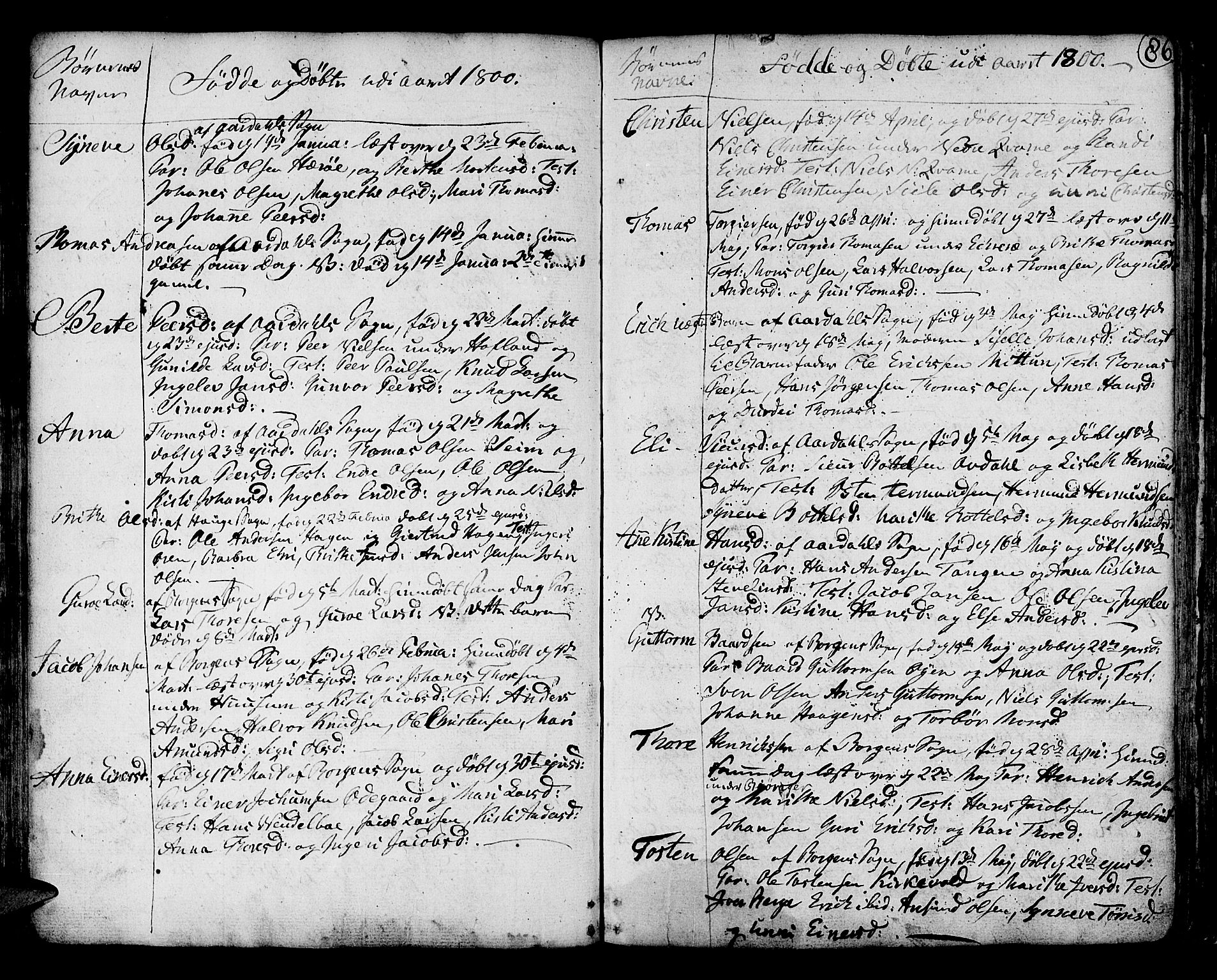 Lærdal sokneprestembete, AV/SAB-A-81201: Parish register (official) no. A 3, 1783-1804, p. 86