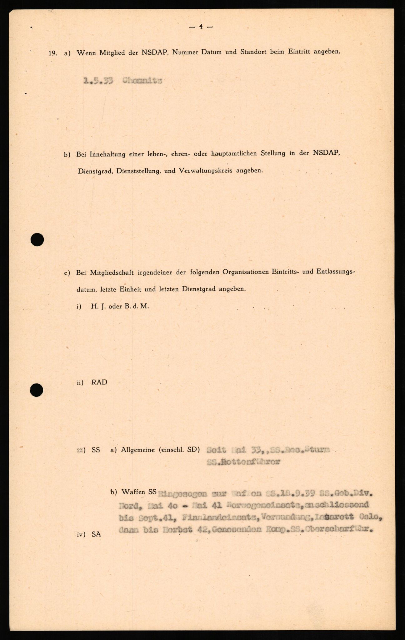 Forsvaret, Forsvarets overkommando II, AV/RA-RAFA-3915/D/Db/L0020: CI Questionaires. Tyske okkupasjonsstyrker i Norge. Tyskere., 1945-1946, p. 66