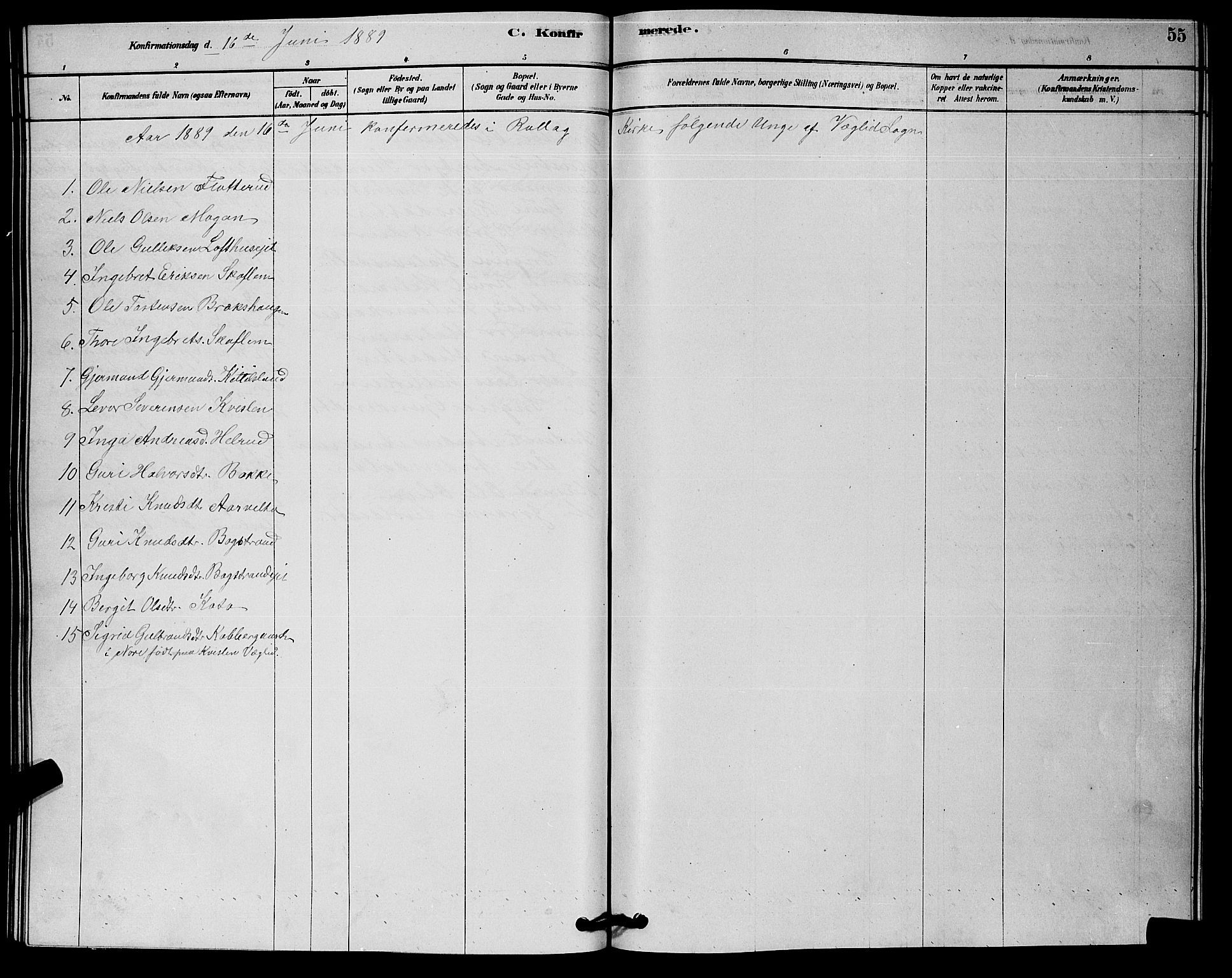 Rollag kirkebøker, SAKO/A-240/G/Gb/L0002: Parish register (copy) no. II 2, 1878-1898, p. 55