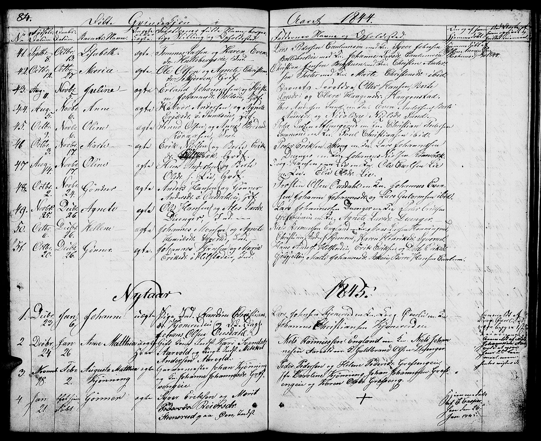 Nes prestekontor, Hedmark, SAH/PREST-020/L/La/L0004: Parish register (copy) no. 4, 1832-1861, p. 84