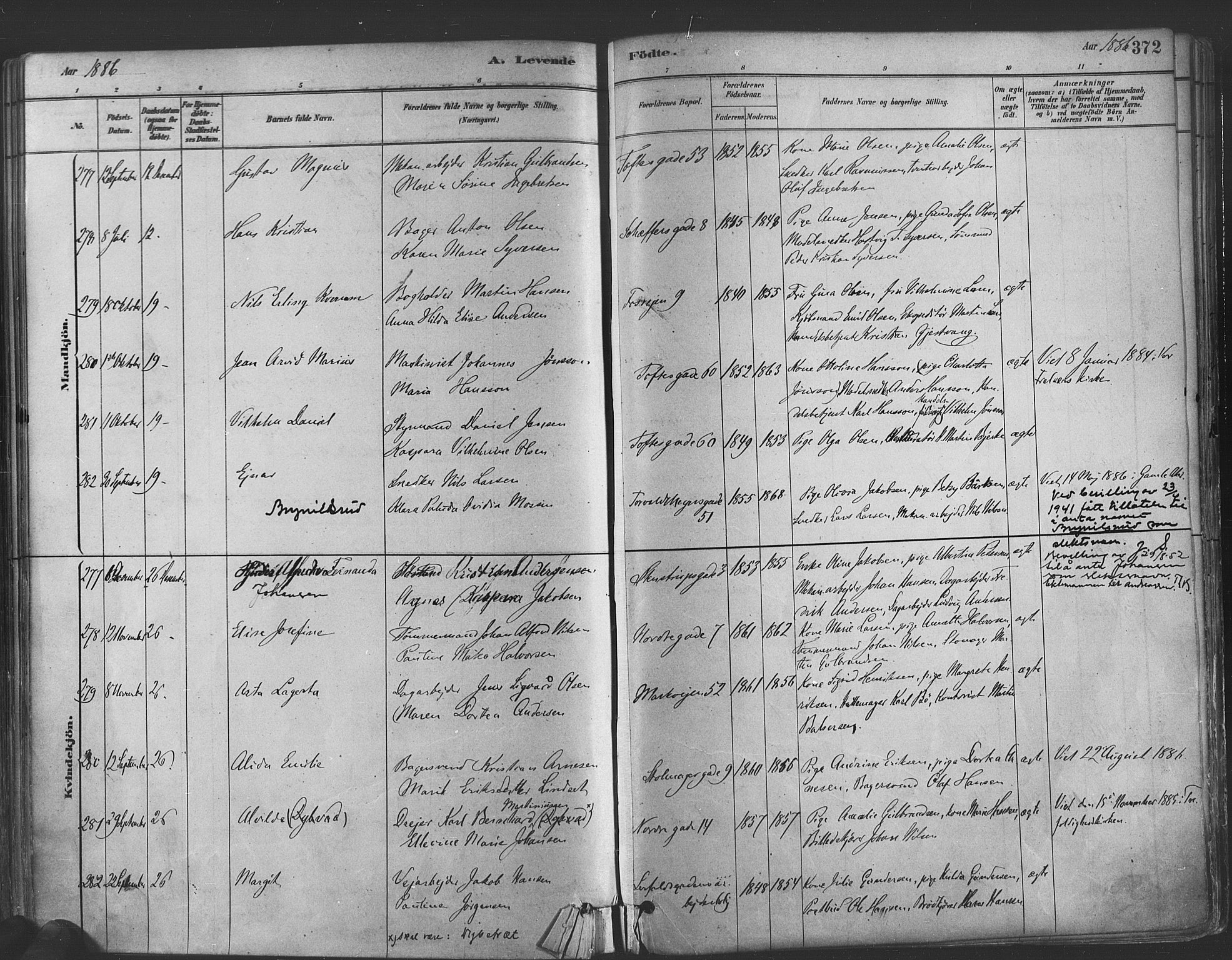 Paulus prestekontor Kirkebøker, AV/SAO-A-10871/F/Fa/L0003: Parish register (official) no. 3, 1879-1887, p. 372