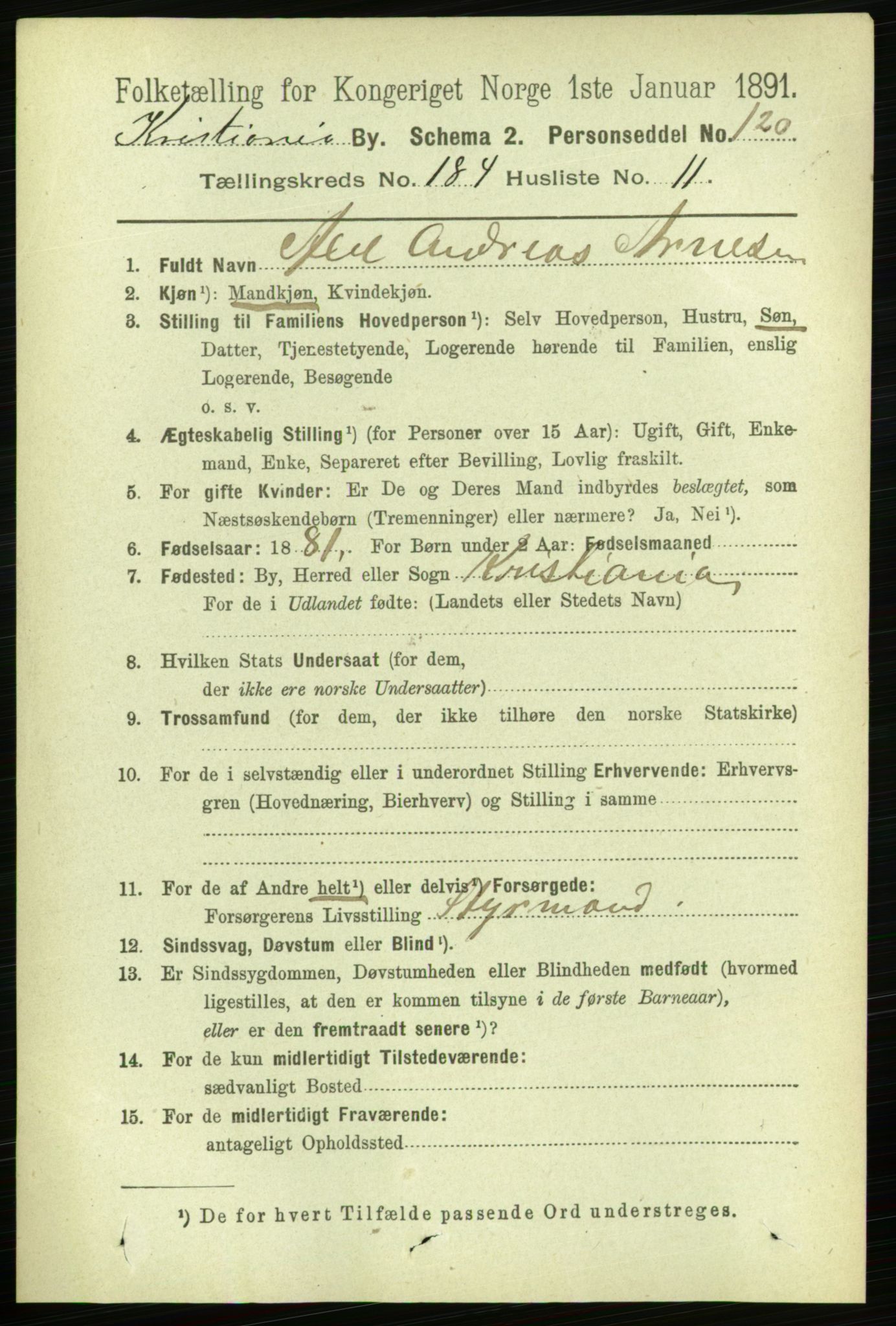 RA, 1891 census for 0301 Kristiania, 1891, p. 110432