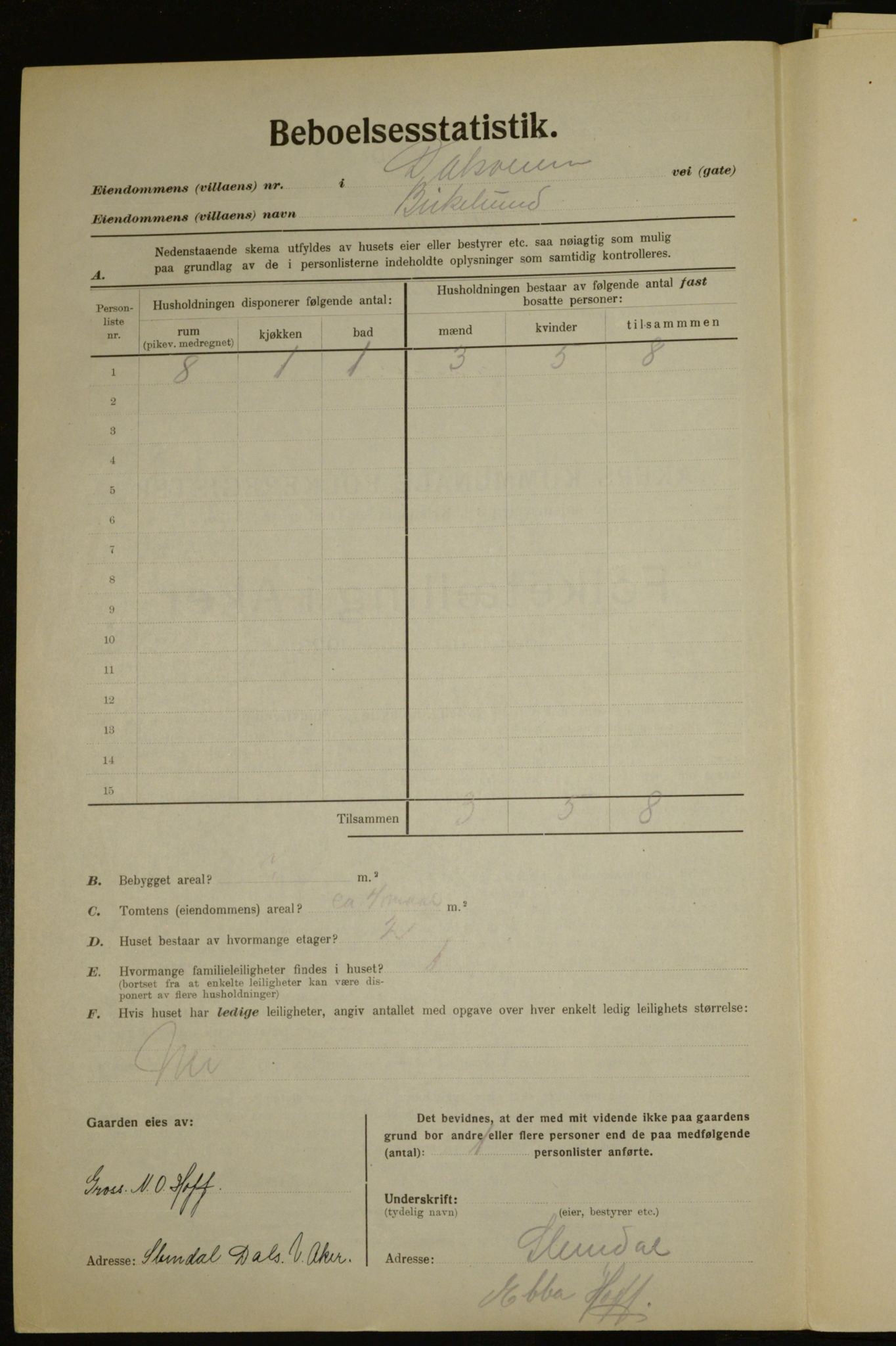 , Municipal Census 1923 for Aker, 1923, p. 8859