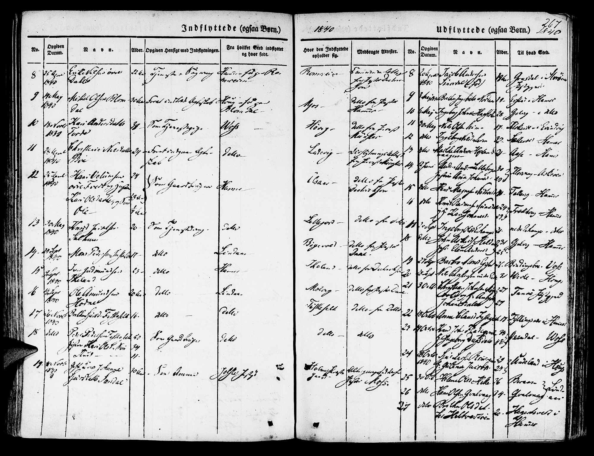 Hosanger sokneprestembete, AV/SAB-A-75801/H/Haa: Parish register (official) no. A 7, 1835-1848, p. 267