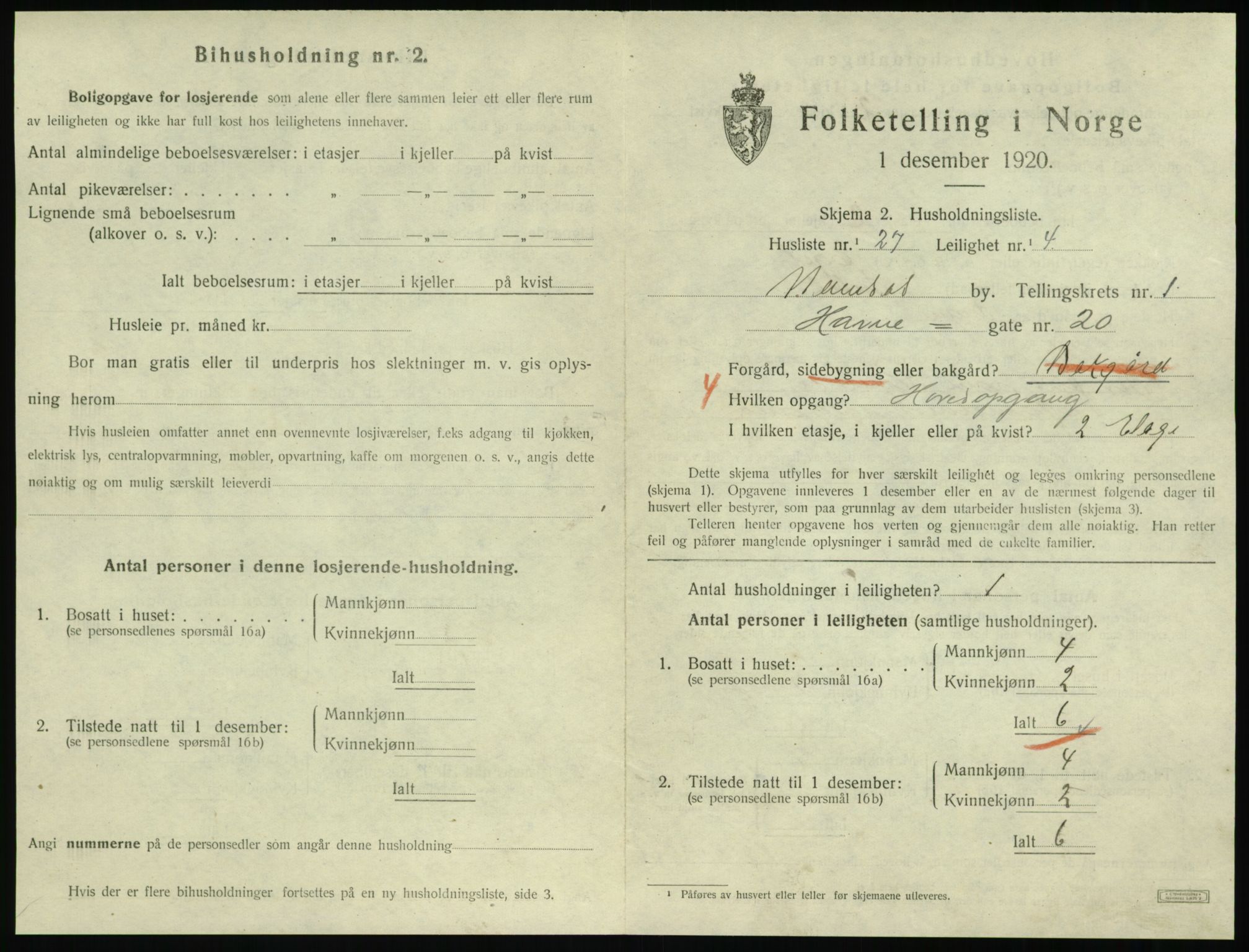 SAT, 1920 census for Namsos, 1920, p. 861