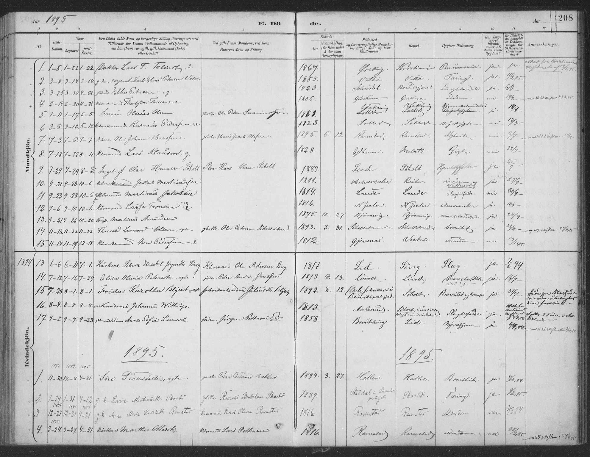 Ministerialprotokoller, klokkerbøker og fødselsregistre - Møre og Romsdal, SAT/A-1454/522/L0316: Parish register (official) no. 522A11, 1890-1911, p. 208