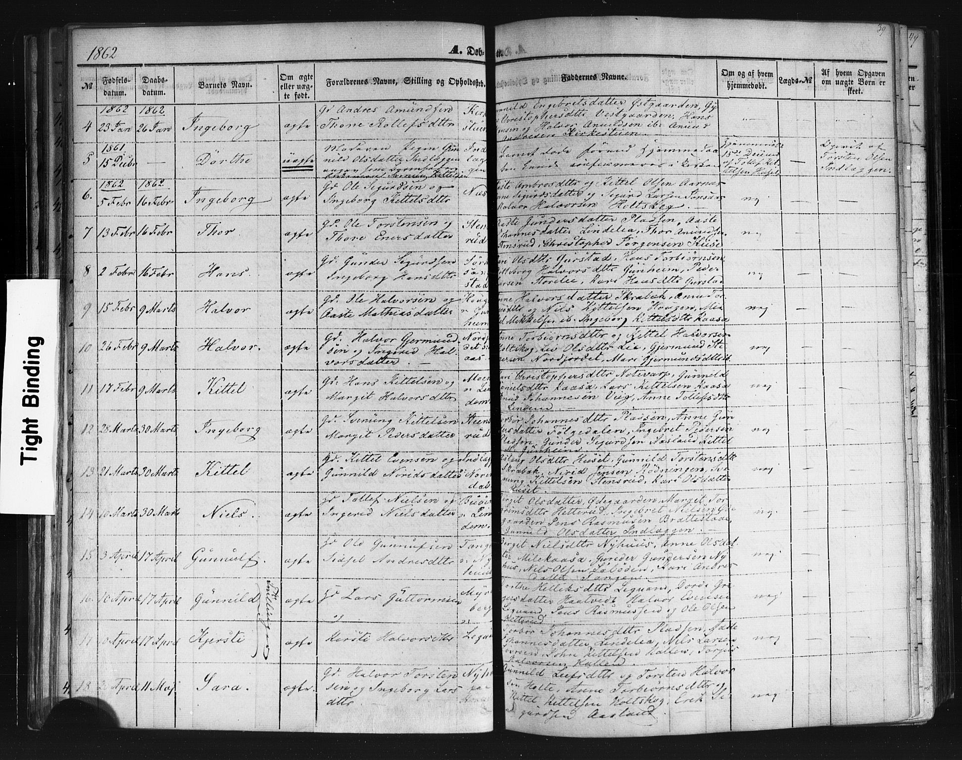 Sauherad kirkebøker, AV/SAKO-A-298/F/Fb/L0001: Parish register (official) no. II 1, 1851-1877, p. 39