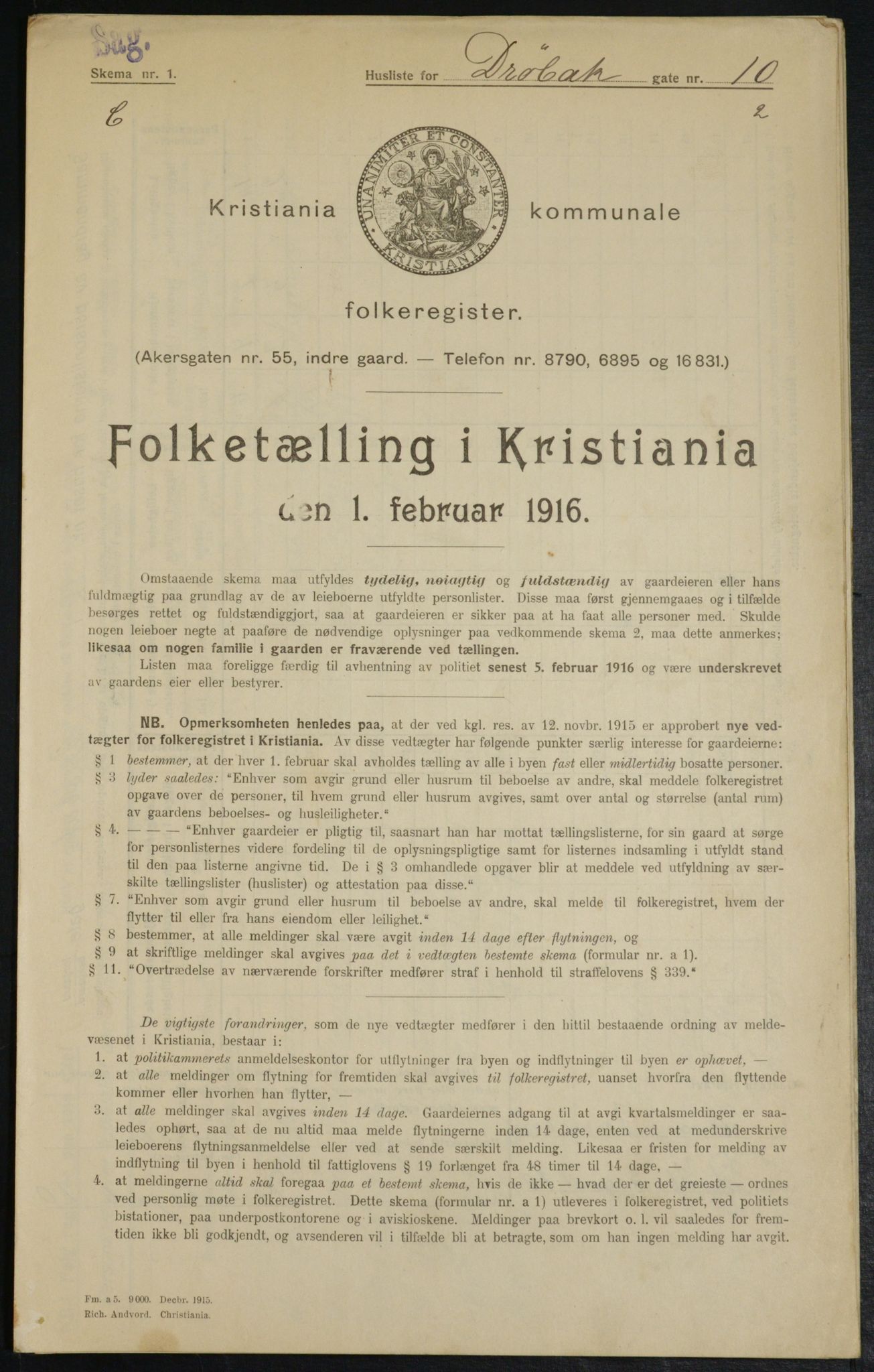 OBA, Municipal Census 1916 for Kristiania, 1916, p. 17489