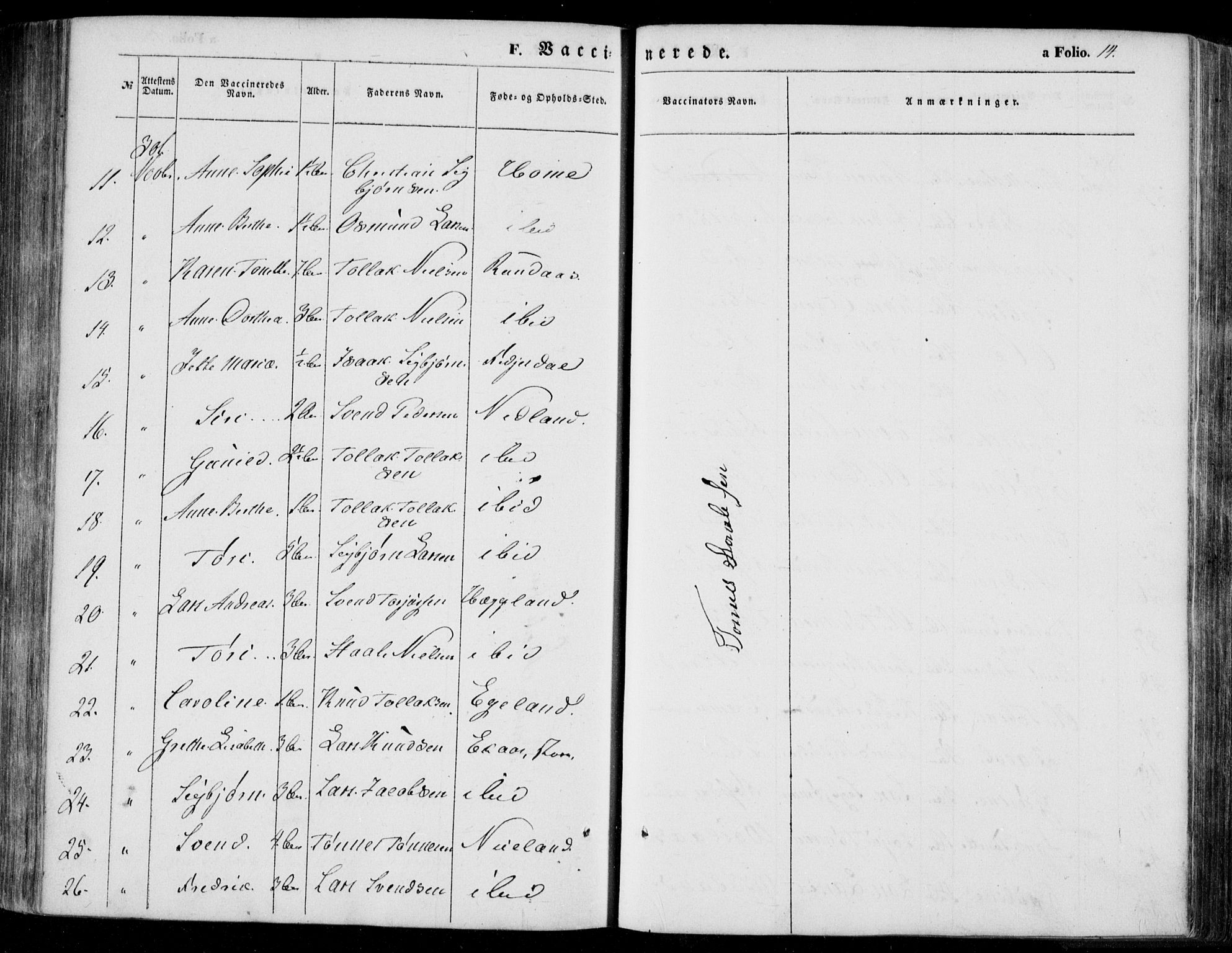 Bakke sokneprestkontor, AV/SAK-1111-0002/F/Fa/Faa/L0005: Parish register (official) no. A 5, 1847-1855, p. 14