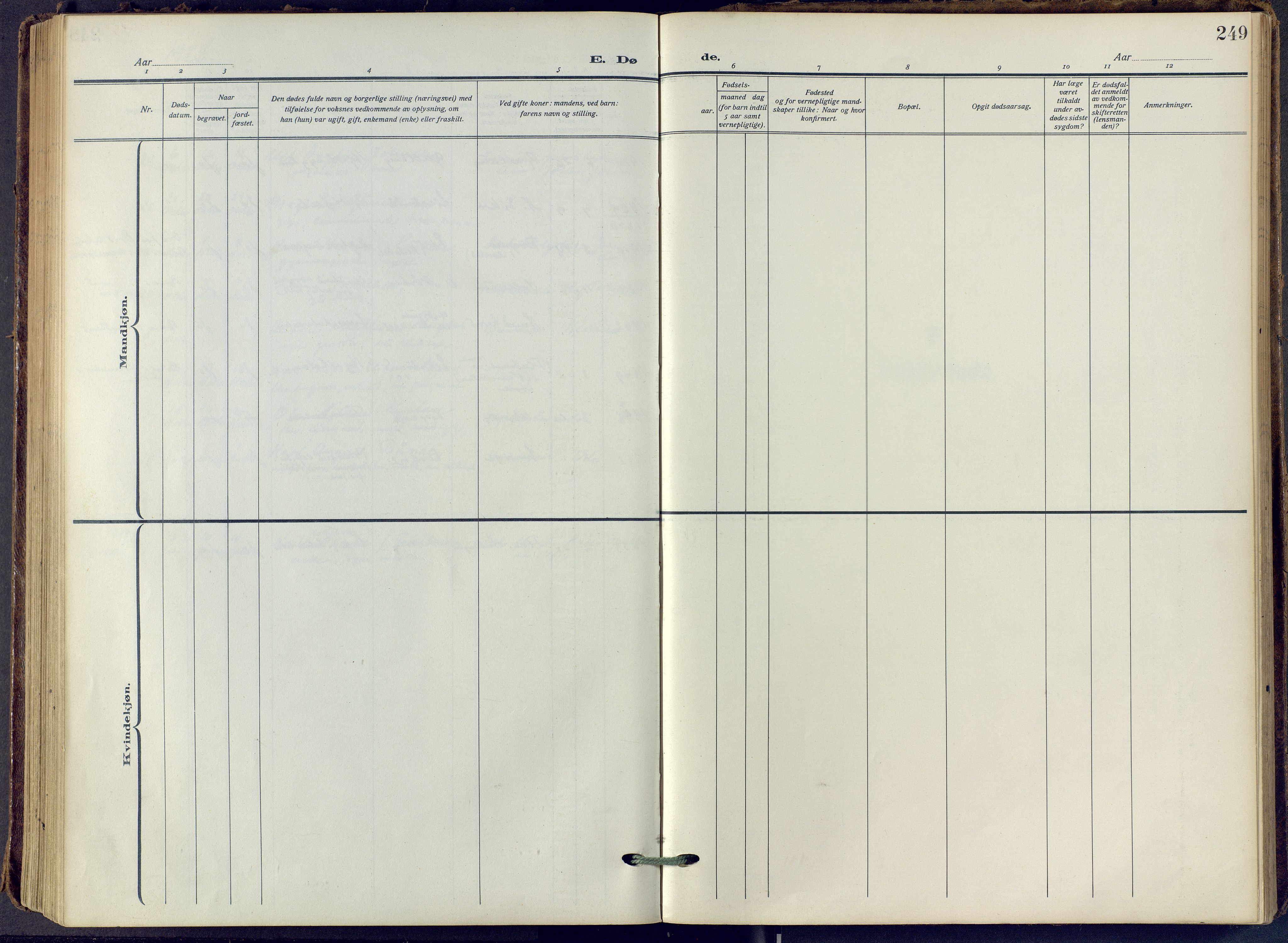 Lier kirkebøker, SAKO/A-230/F/Fa/L0019: Parish register (official) no. I 19, 1918-1928, p. 249