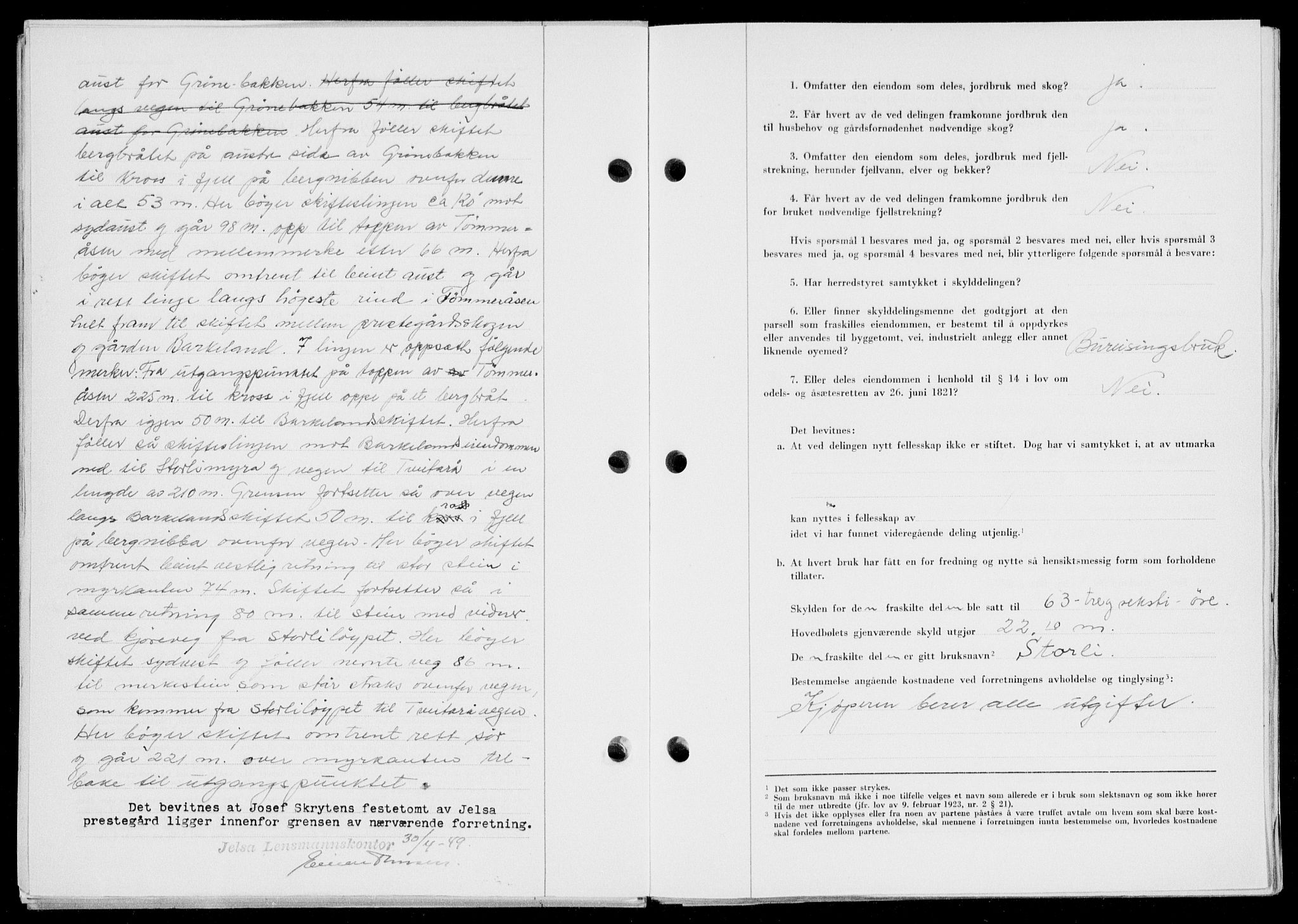 Ryfylke tingrett, SAST/A-100055/001/II/IIB/L0104: Mortgage book no. 83, 1948-1949, Diary no: : 628/1949