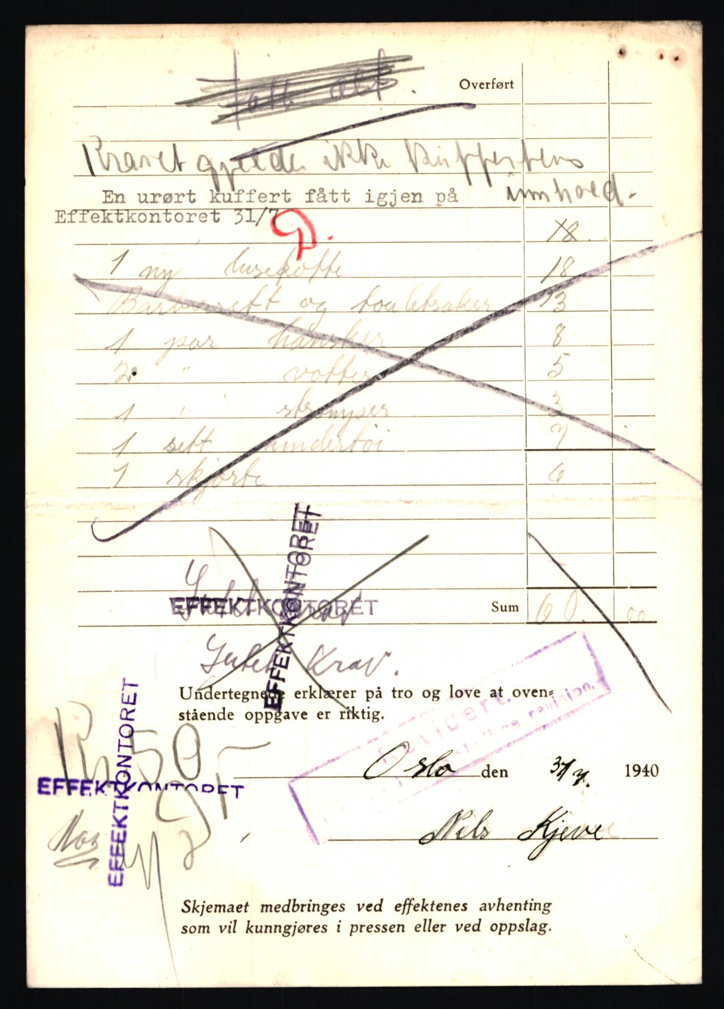 Justisdepartementet, Oppgjørsavdelingen, AV/RA-S-1056/G/Gb/L0044: Oppgaver over ettersøkte sivile effekter. Kjeve, Harry - Knuts, Otto, 1940-1942, p. 6