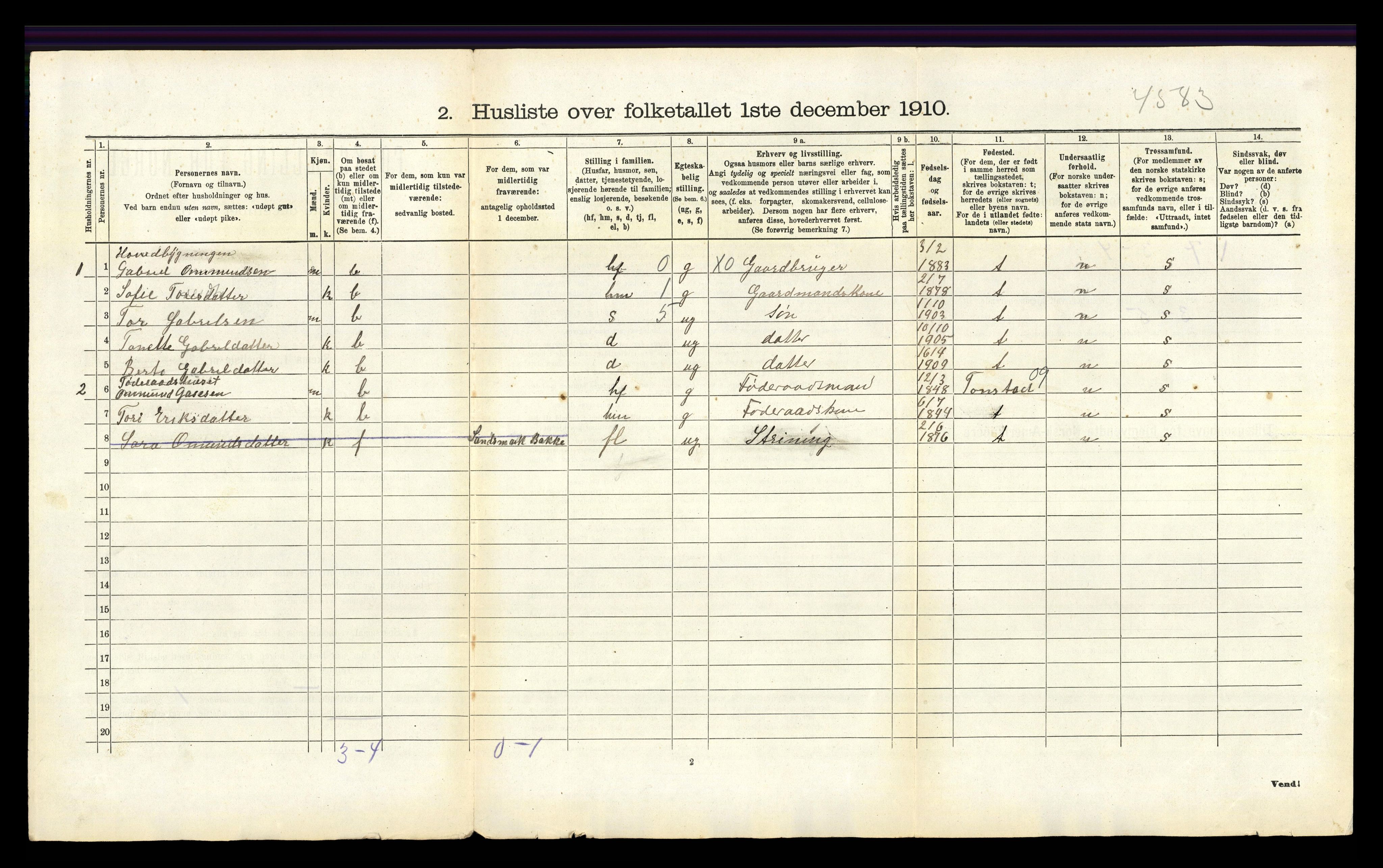 RA, 1910 census for Bakke, 1910, p. 470