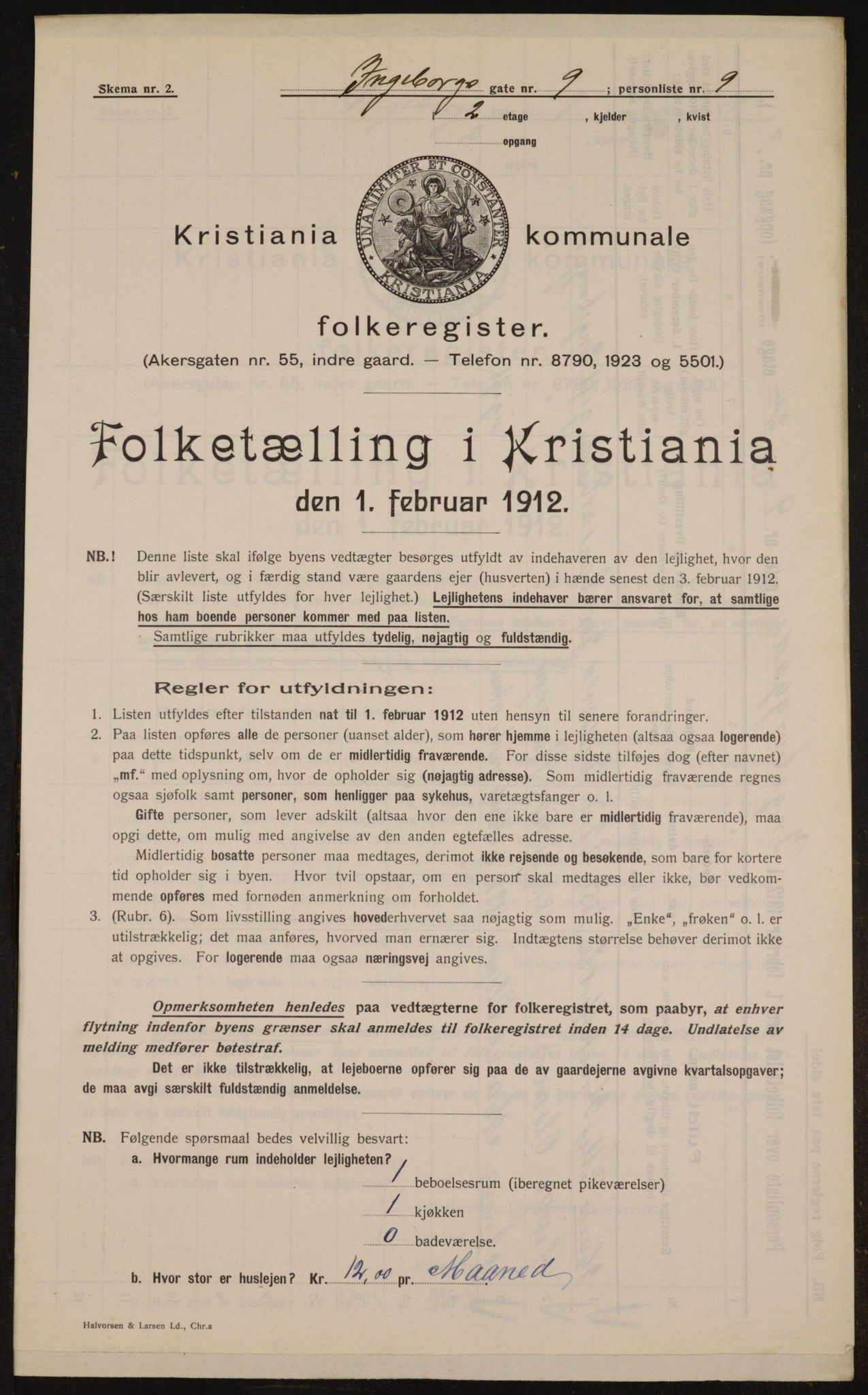 OBA, Municipal Census 1912 for Kristiania, 1912, p. 44190