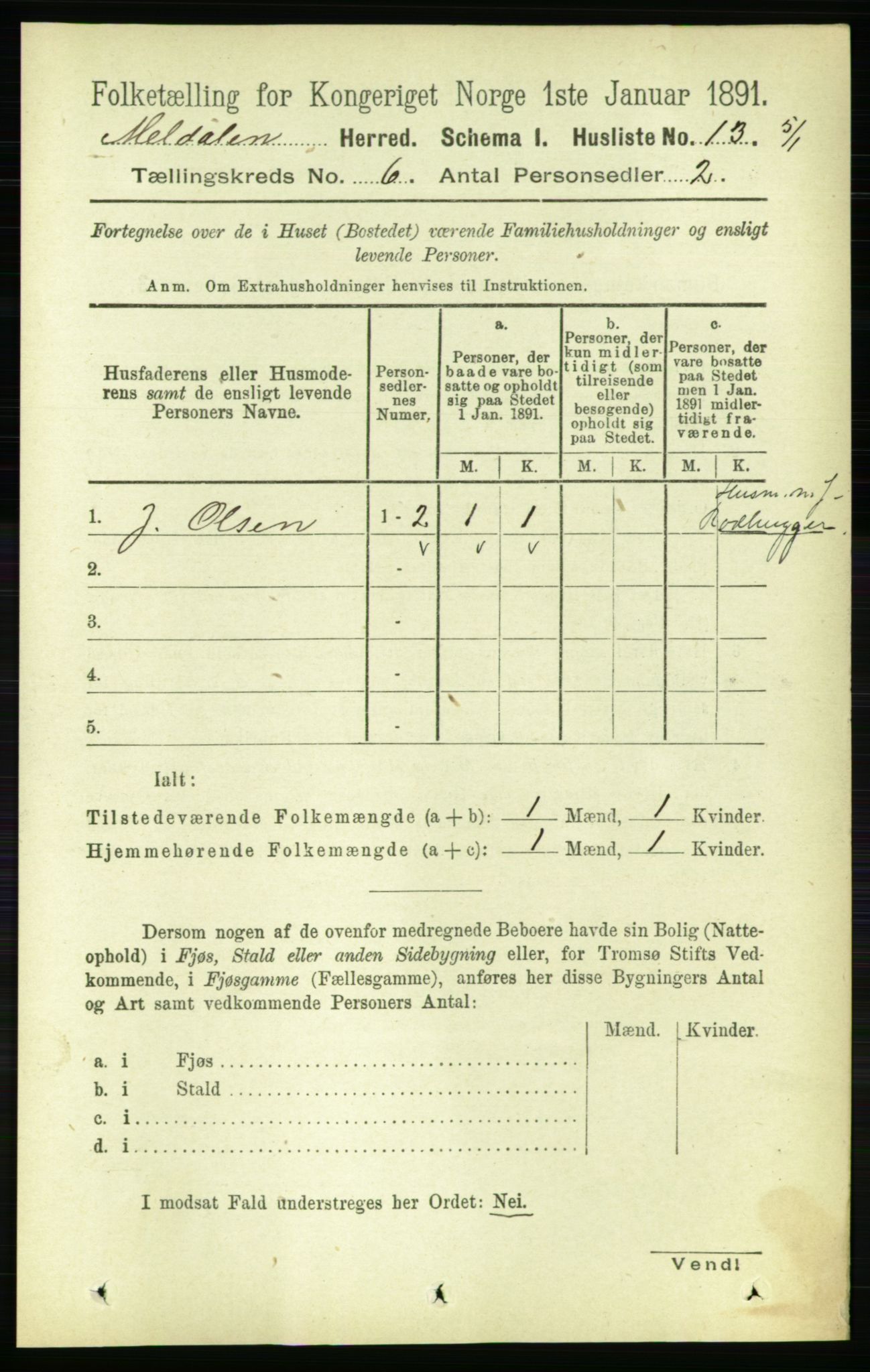 RA, 1891 census for 1636 Meldal, 1891, p. 2801