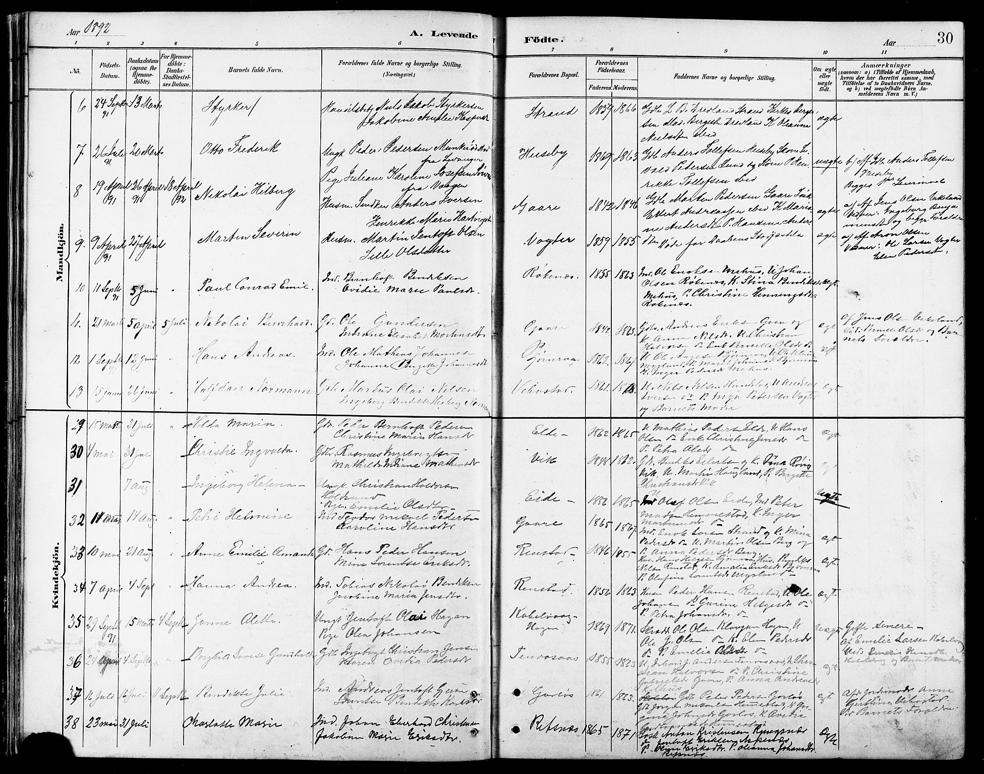 Kvæfjord sokneprestkontor, AV/SATØ-S-1323/G/Ga/Gab/L0005klokker: Parish register (copy) no. 5, 1886-1911, p. 30