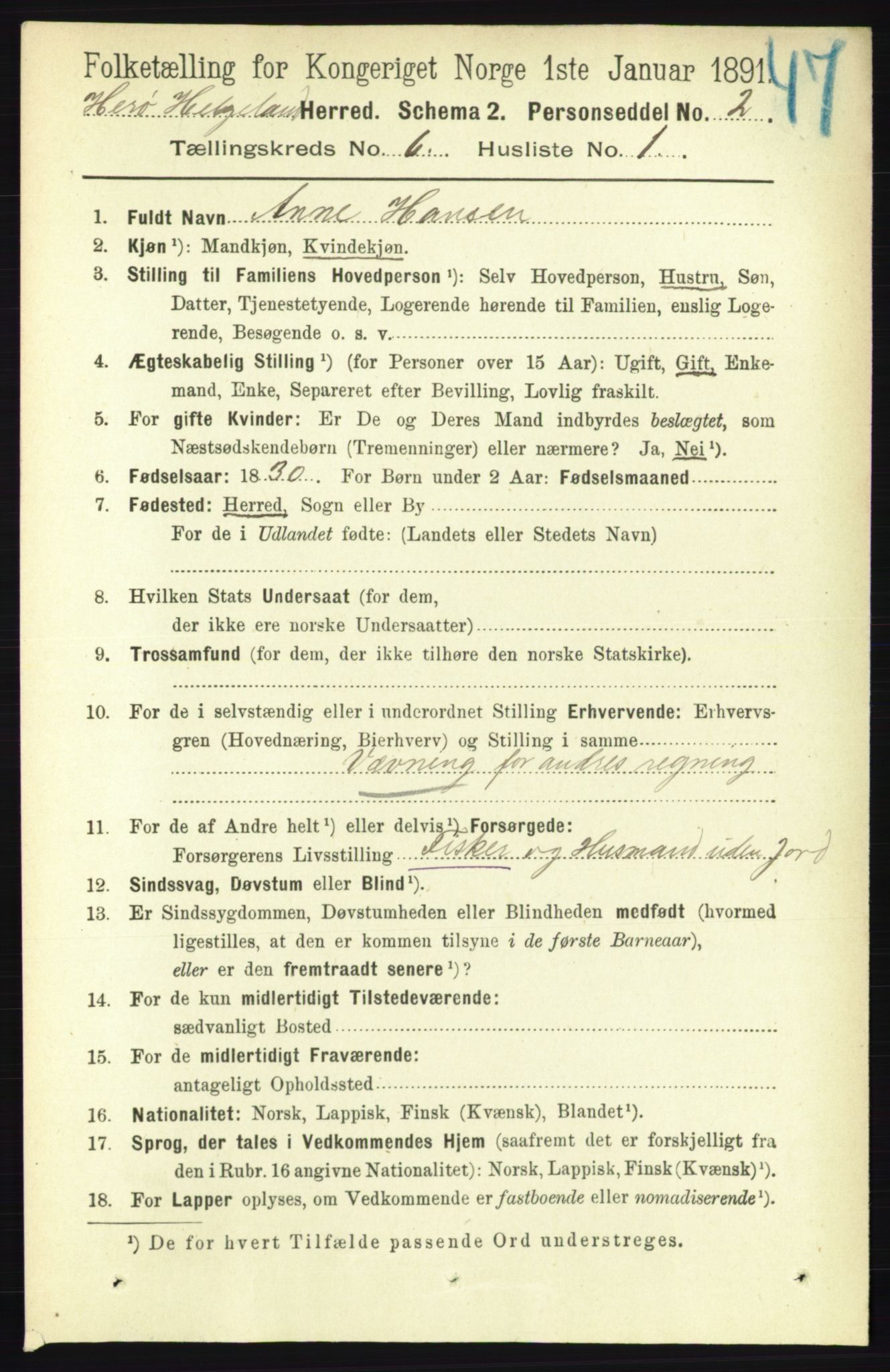 RA, 1891 census for 1818 Herøy, 1891, p. 1917