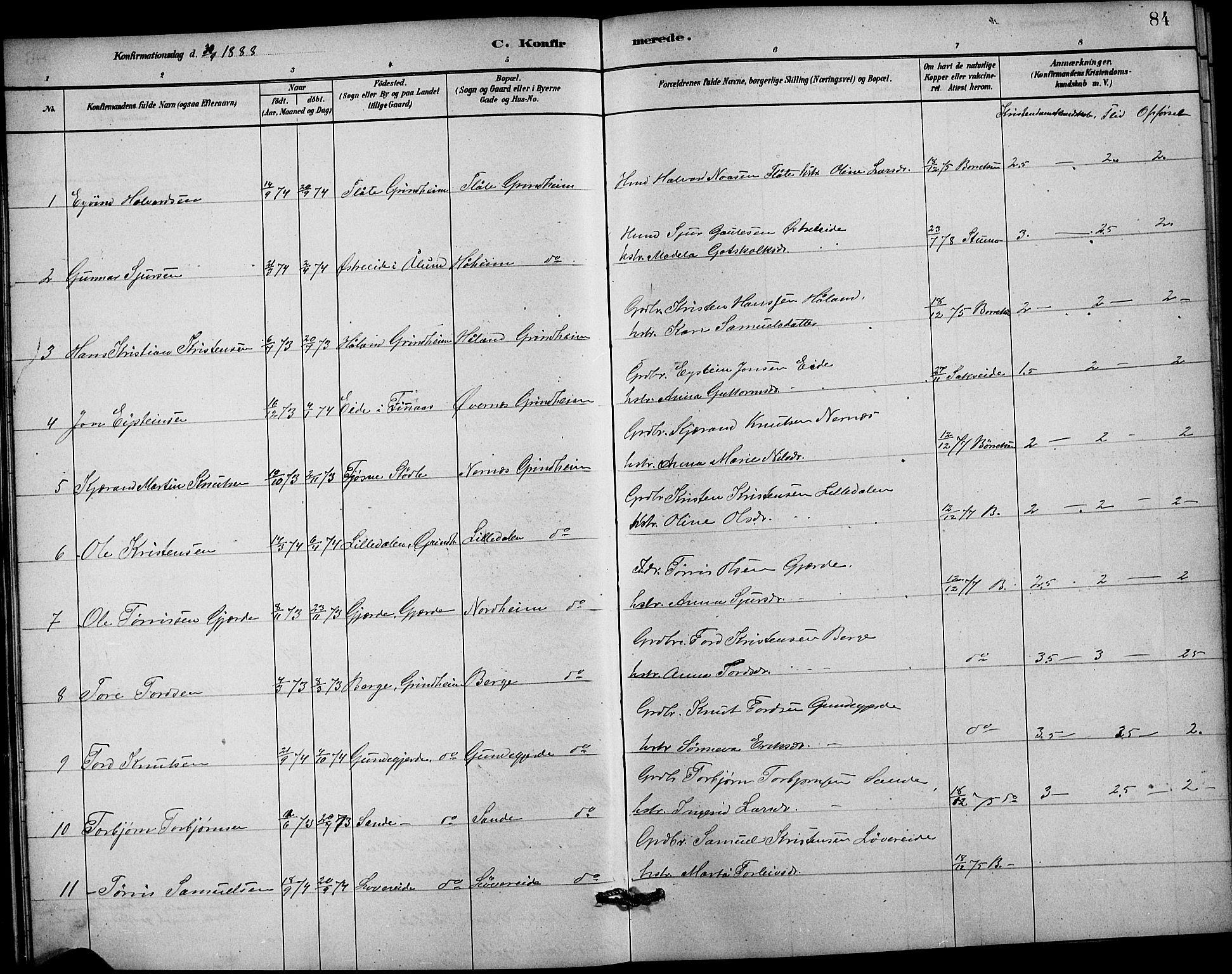 Etne sokneprestembete, SAB/A-75001/H/Hab: Parish register (copy) no. C 4, 1879-1896, p. 84