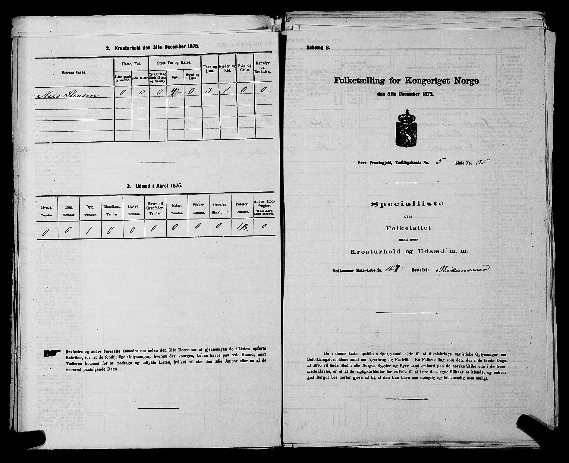 SAKO, 1875 census for 0633P Nore, 1875, p. 629