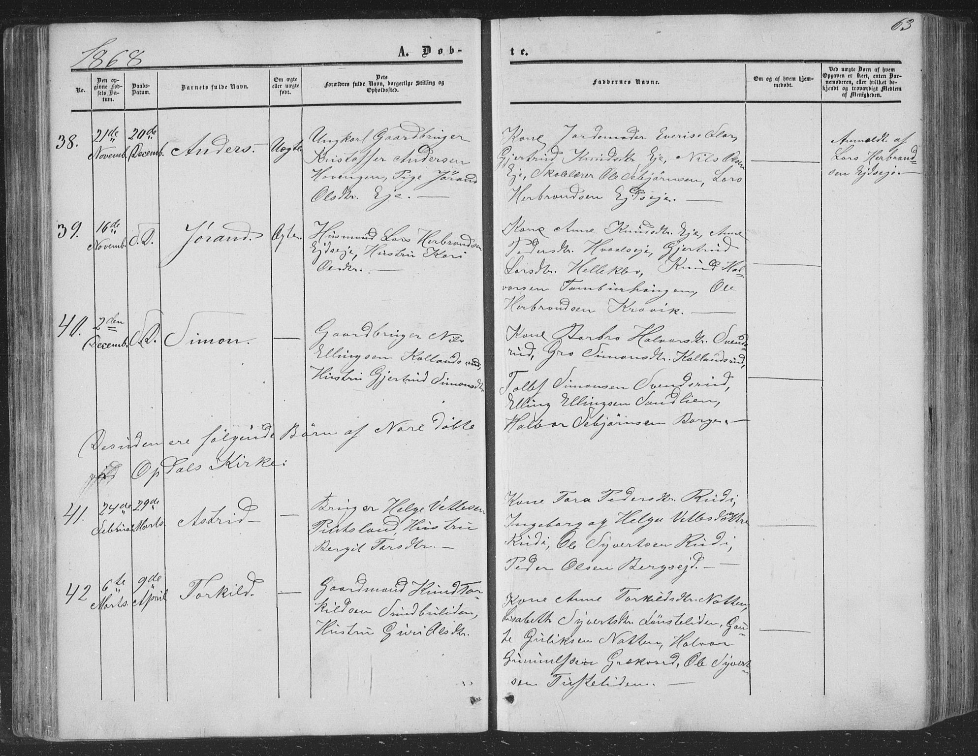 Nore kirkebøker, AV/SAKO-A-238/F/Fa/L0002: Parish register (official) no. I 2, 1856-1871, p. 63