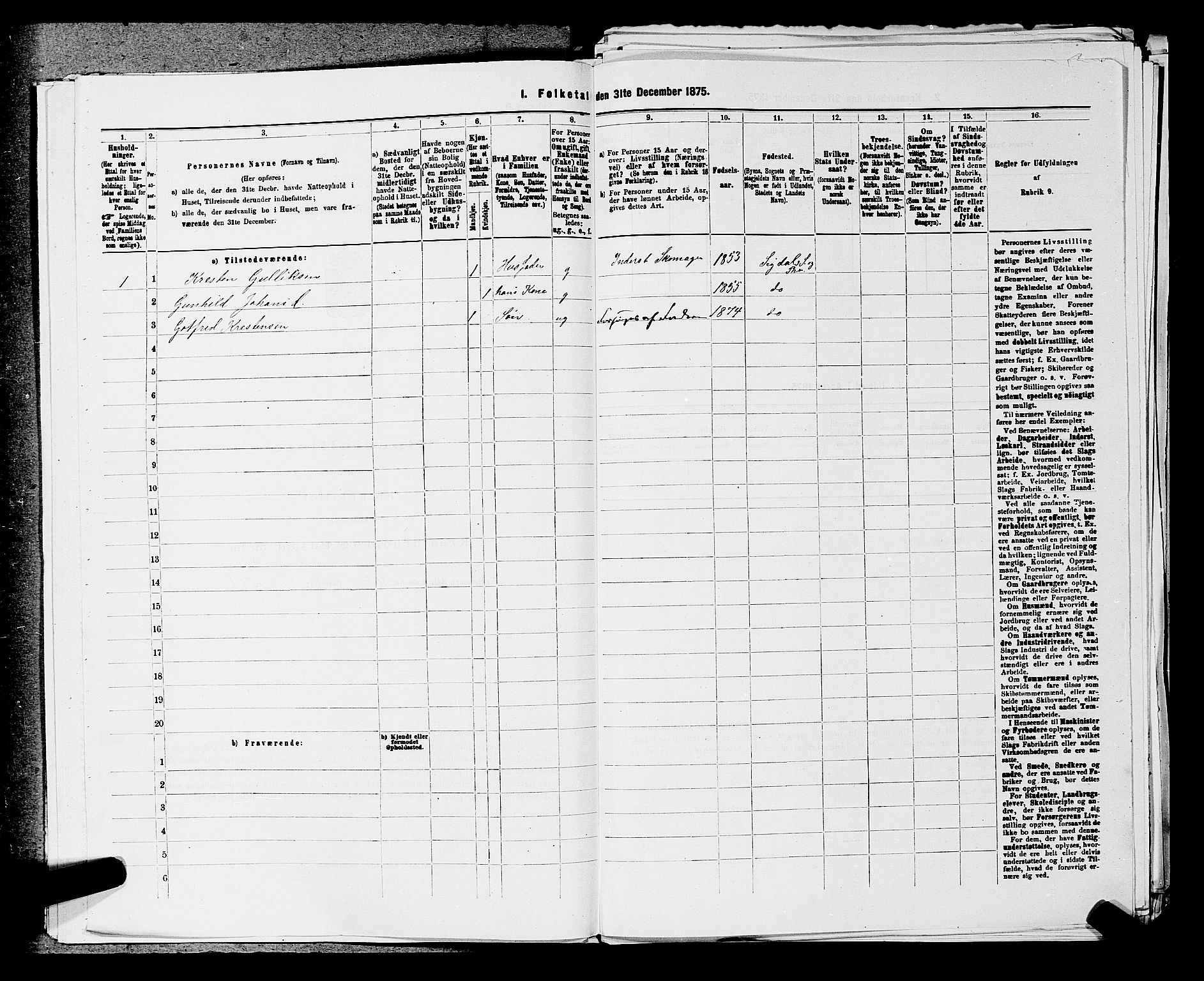 SAKO, 1875 census for 0621P Sigdal, 1875, p. 434