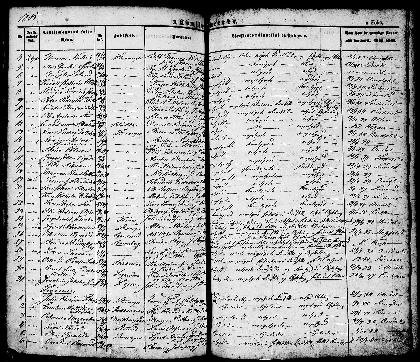 Domkirken sokneprestkontor, AV/SAST-A-101812/001/30/30BA/L0011: Parish register (official) no. A 11, 1832-1856