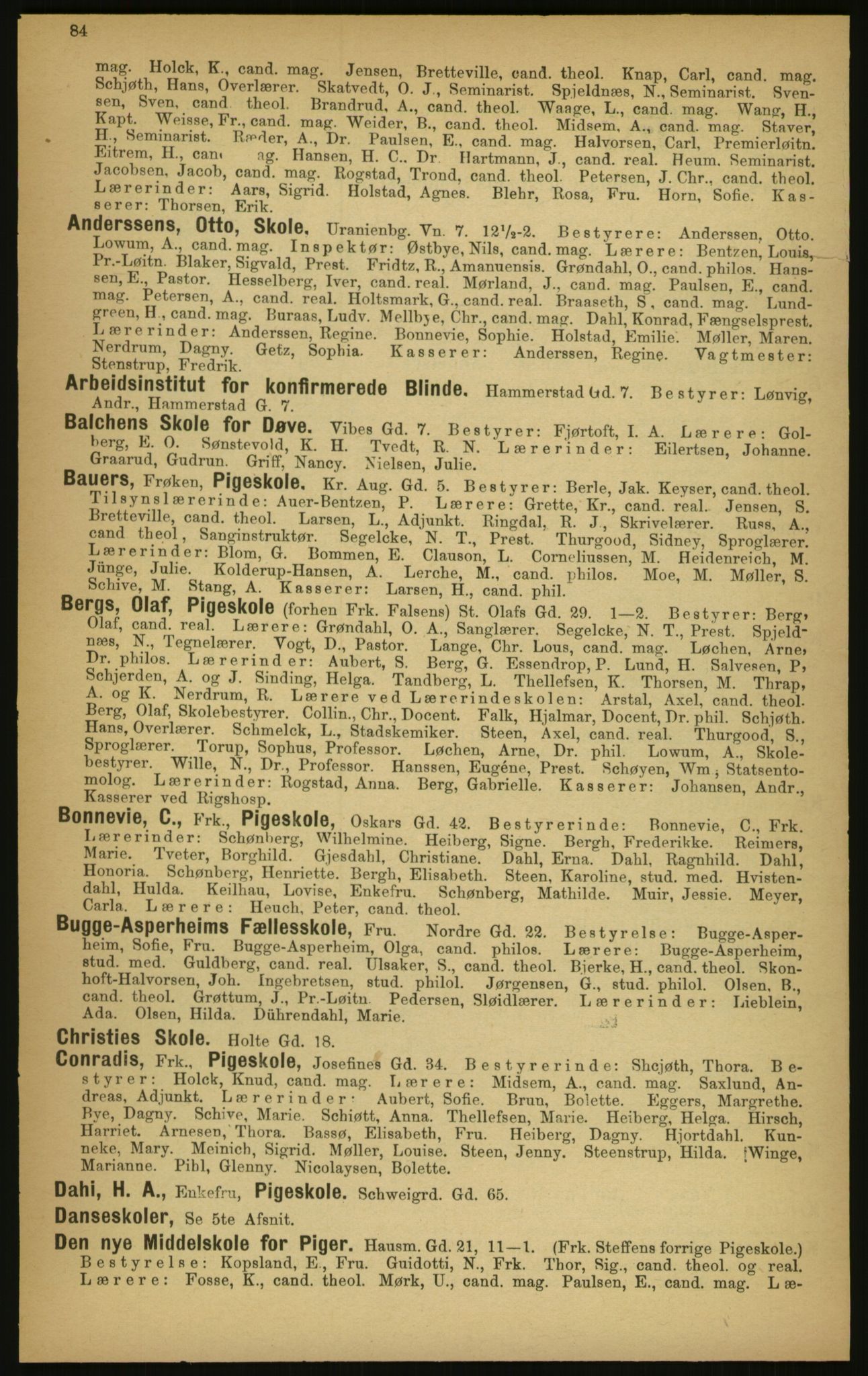 Kristiania/Oslo adressebok, PUBL/-, 1897, p. 84