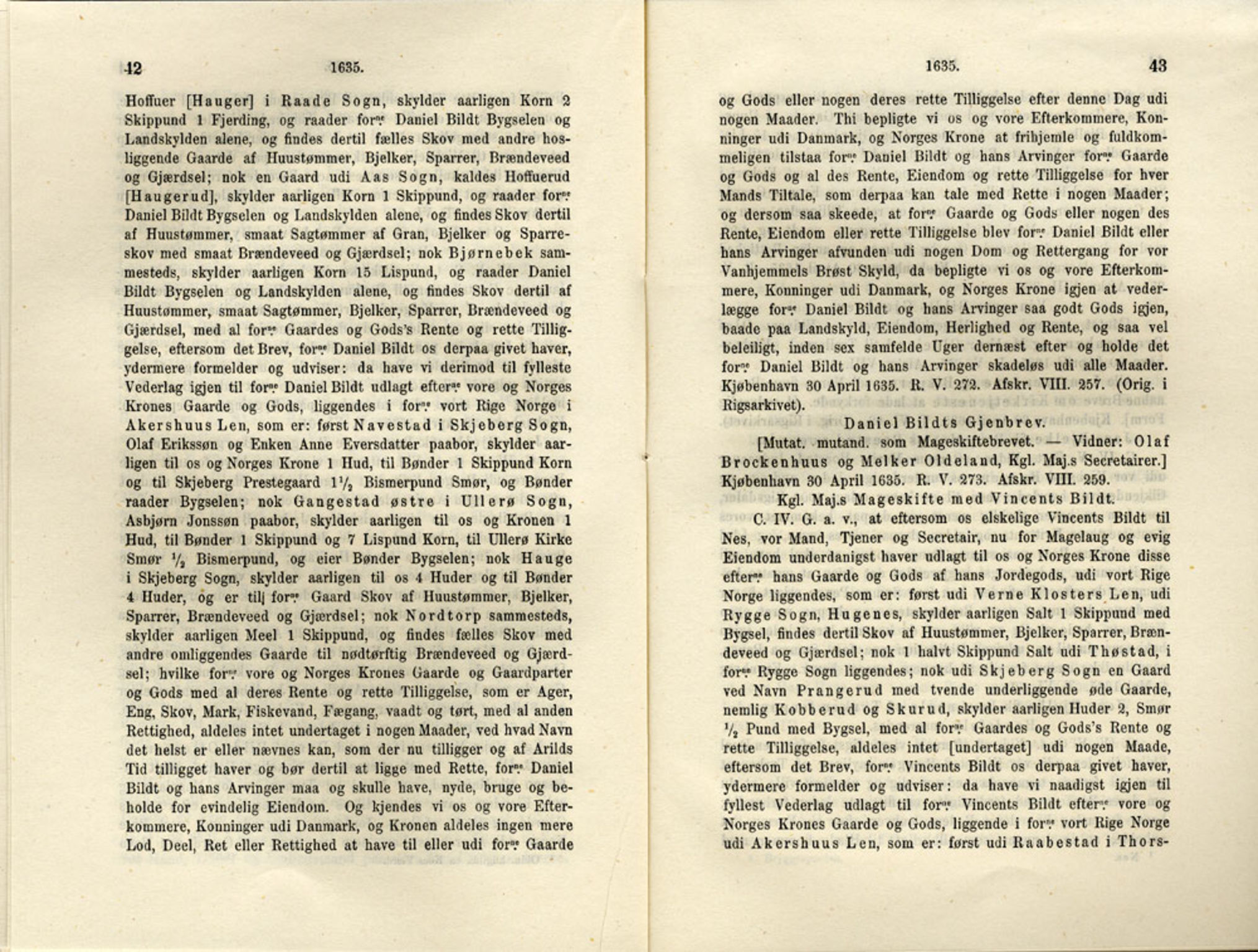 Publikasjoner utgitt av Det Norske Historiske Kildeskriftfond, PUBL/-/-/-: Norske Rigs-Registranter, bind 7, 1635-1640, p. 42-43