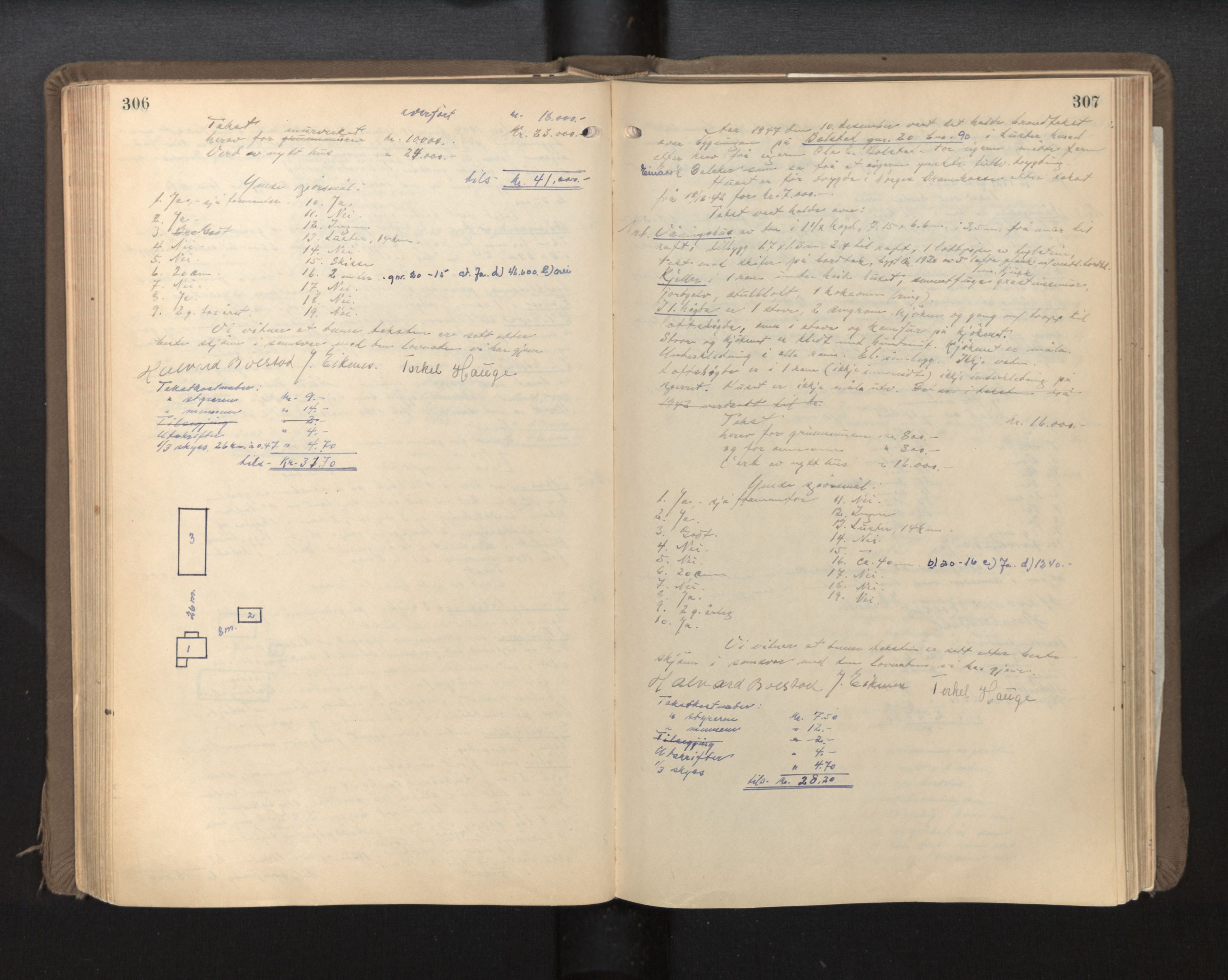 Lensmannen i Luster, AV/SAB-A-29301/0012/L0005: Branntakstprotokoll, 1928-1955, p. 306-307